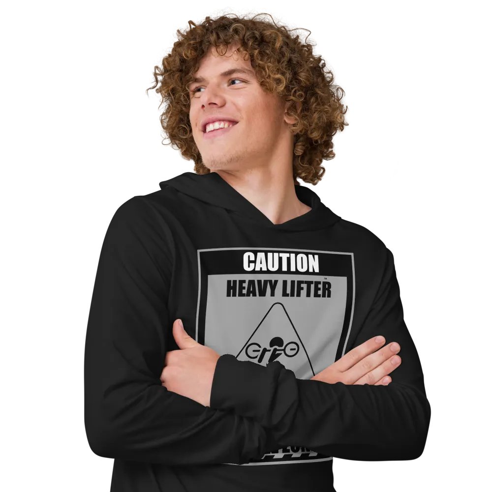 Caution Heavy Lifter Ahead Black/Gray Logo Hooded Tee product image (7)