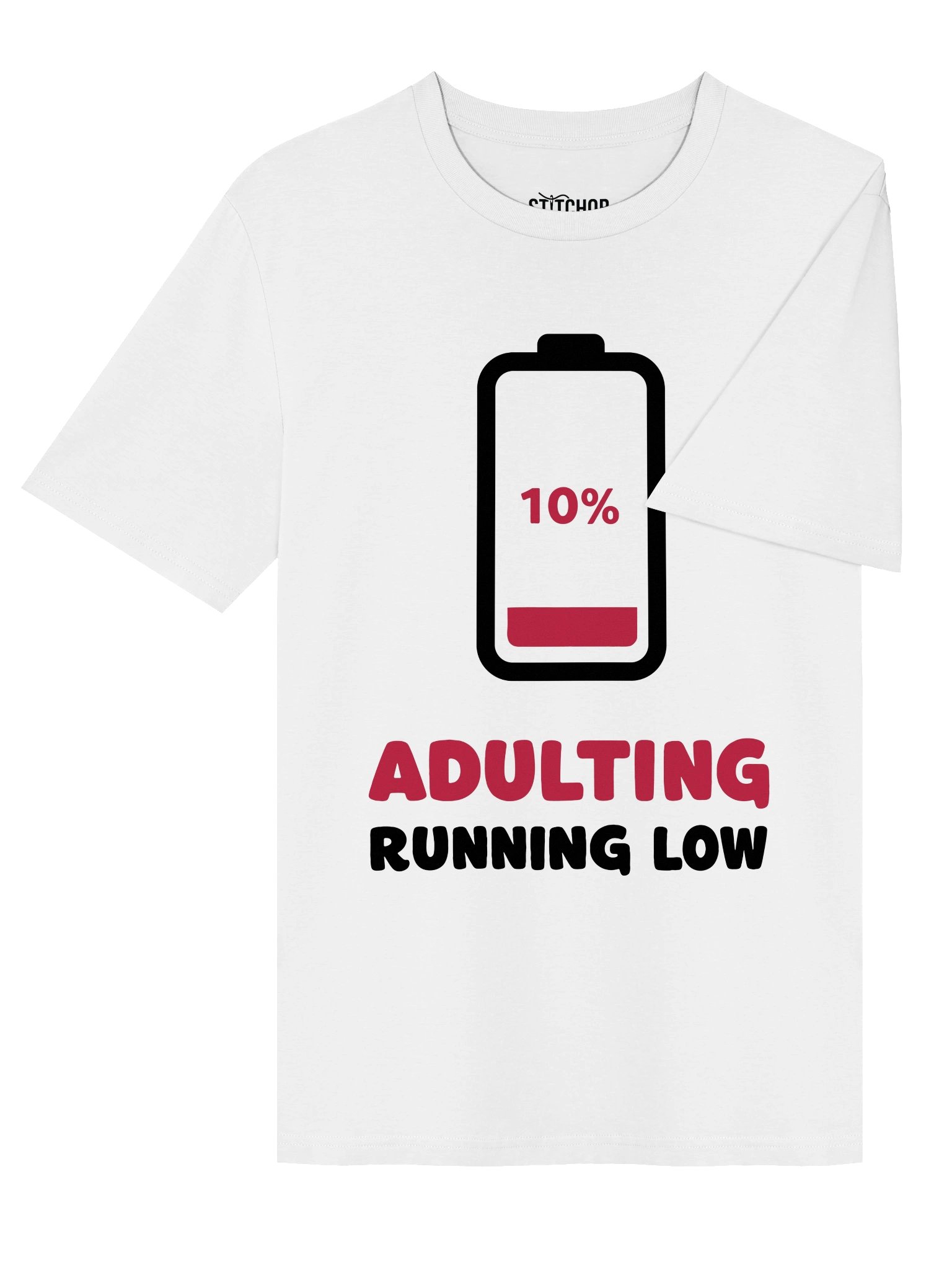 Adulting Running Low – Funny Battery Humor - Light Colors - Unisex Organic T-Shirt product image (7)