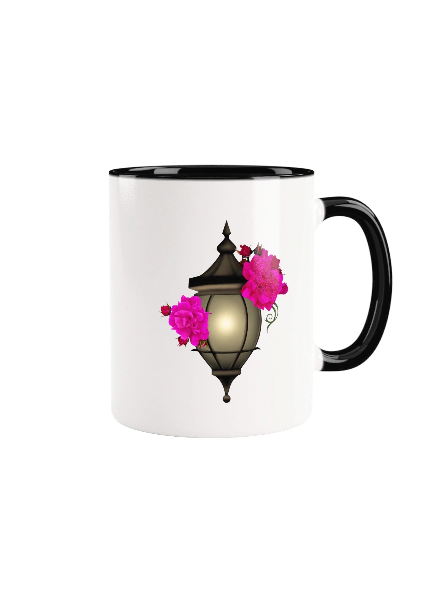 Gothic Lantern & Pink Rose Ceramic Mug – Moody Vintage Botanical Coffee Cup product image (2)