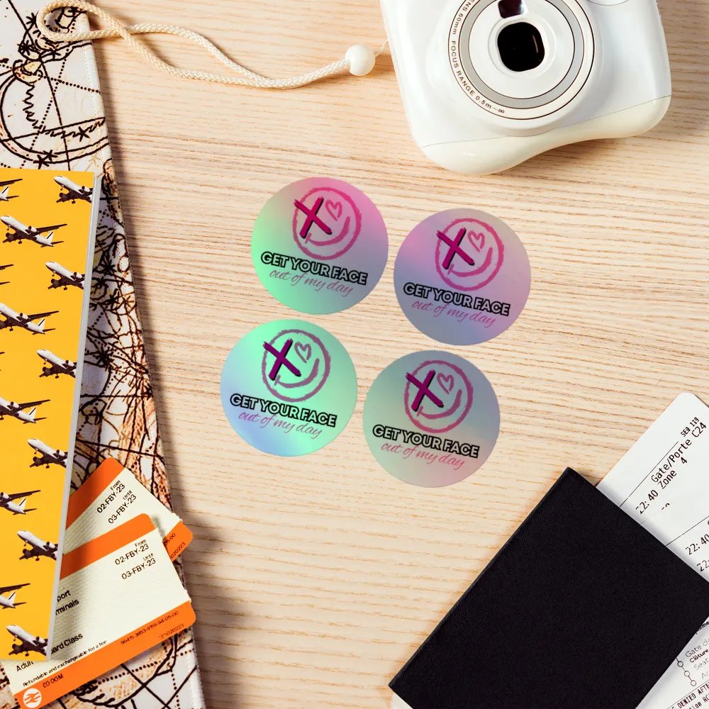 Cafe Collection: Get Your Face Out of My Day 4 pk holographic stickers product image (5)