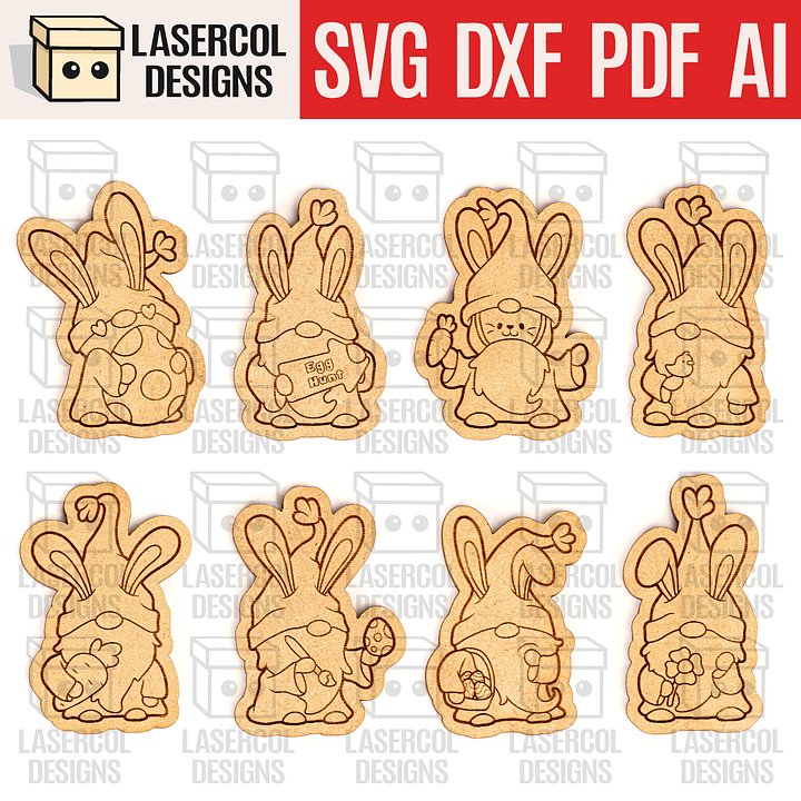 Easter Gnomes Set 1 Paint Kit DIY Cut Outs - Laser Cut Files product image (1)