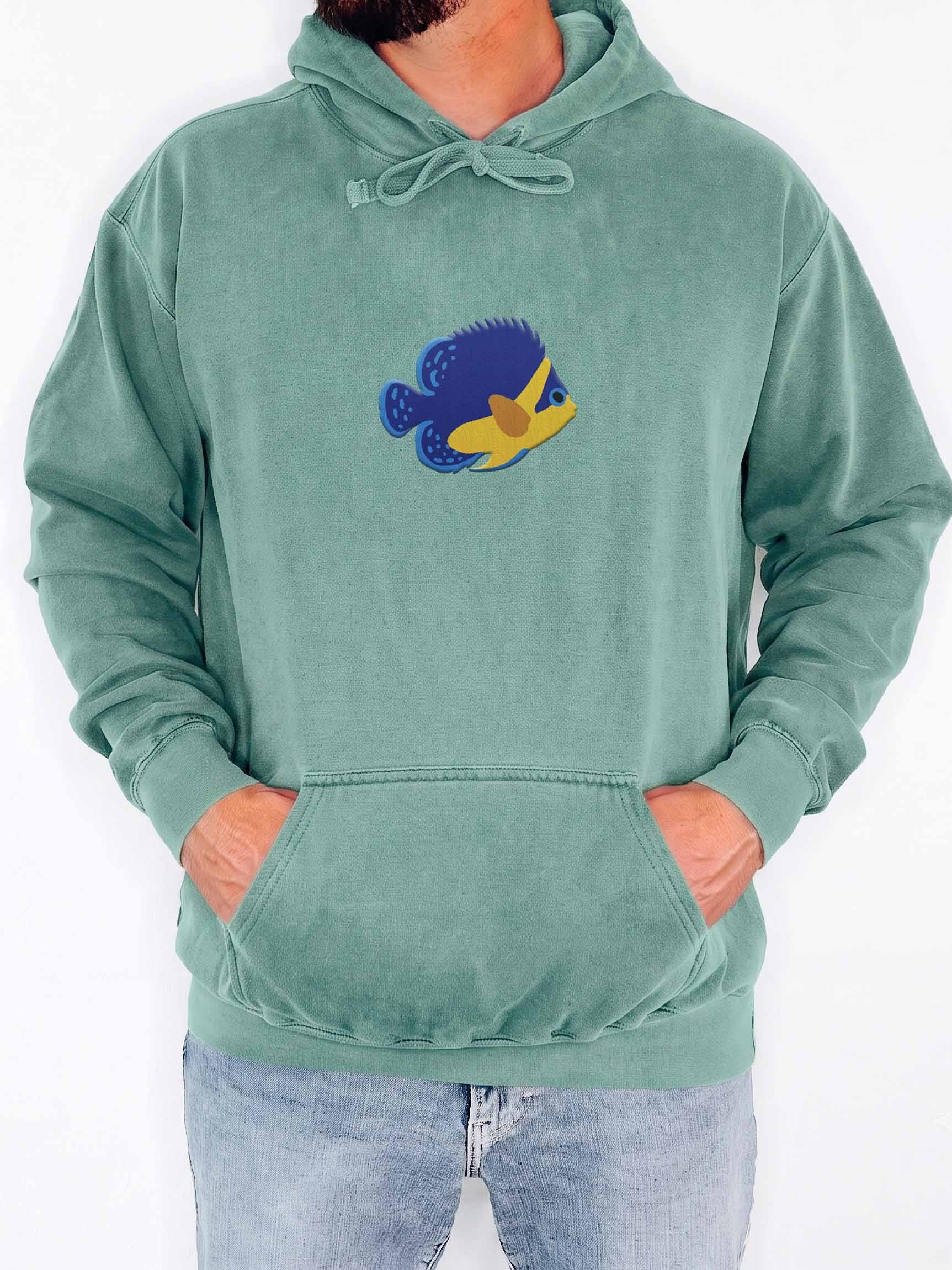 Venustus Angelfish Embroidered Hoodie | Saltwater Reef Aquarium & Ocean Lover Apparel product image (2)