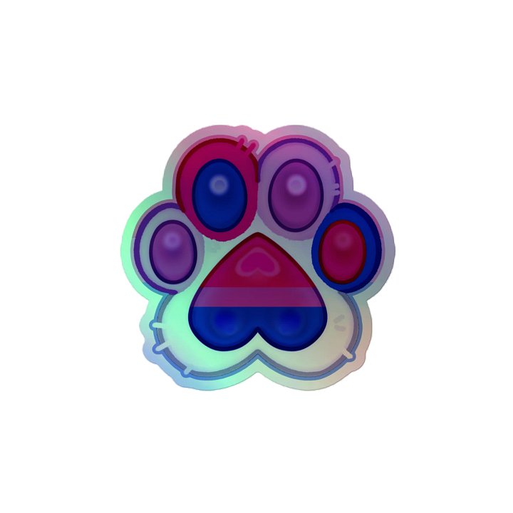 Bisexual Pride Paw Print Holographic Kiss Cut Sticker product image (2)
