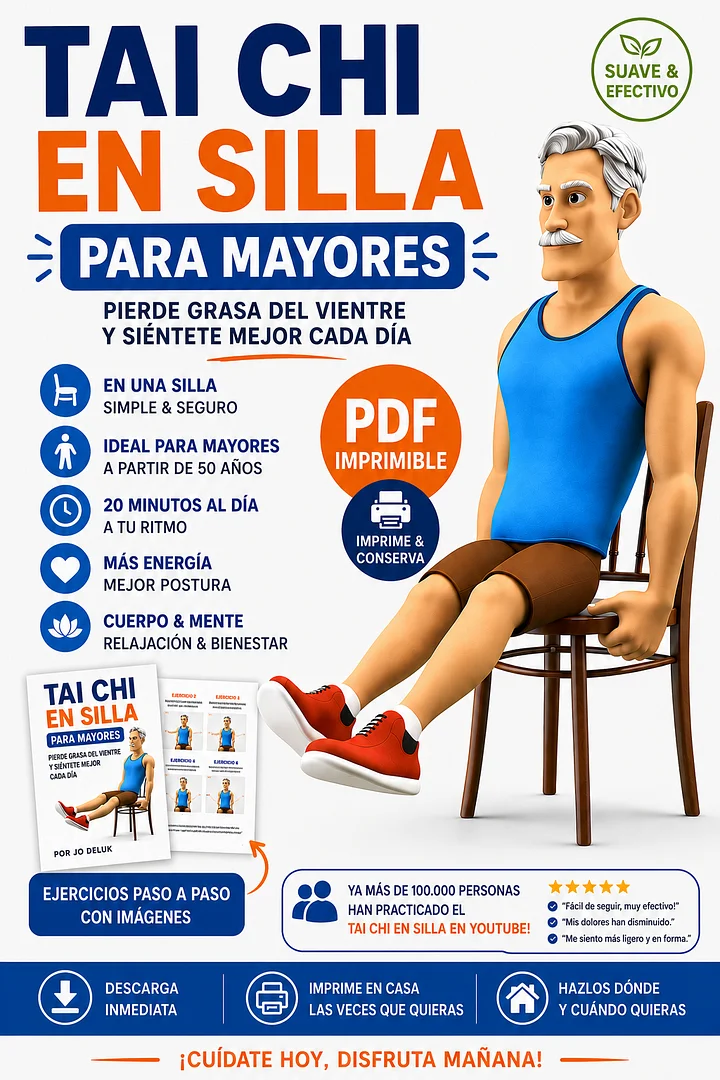 Ejercicios de Tai Chi en Silla para Perder Grasa Abdominal (Mayores y Principiantes) – PDF Imprimible product image (1)