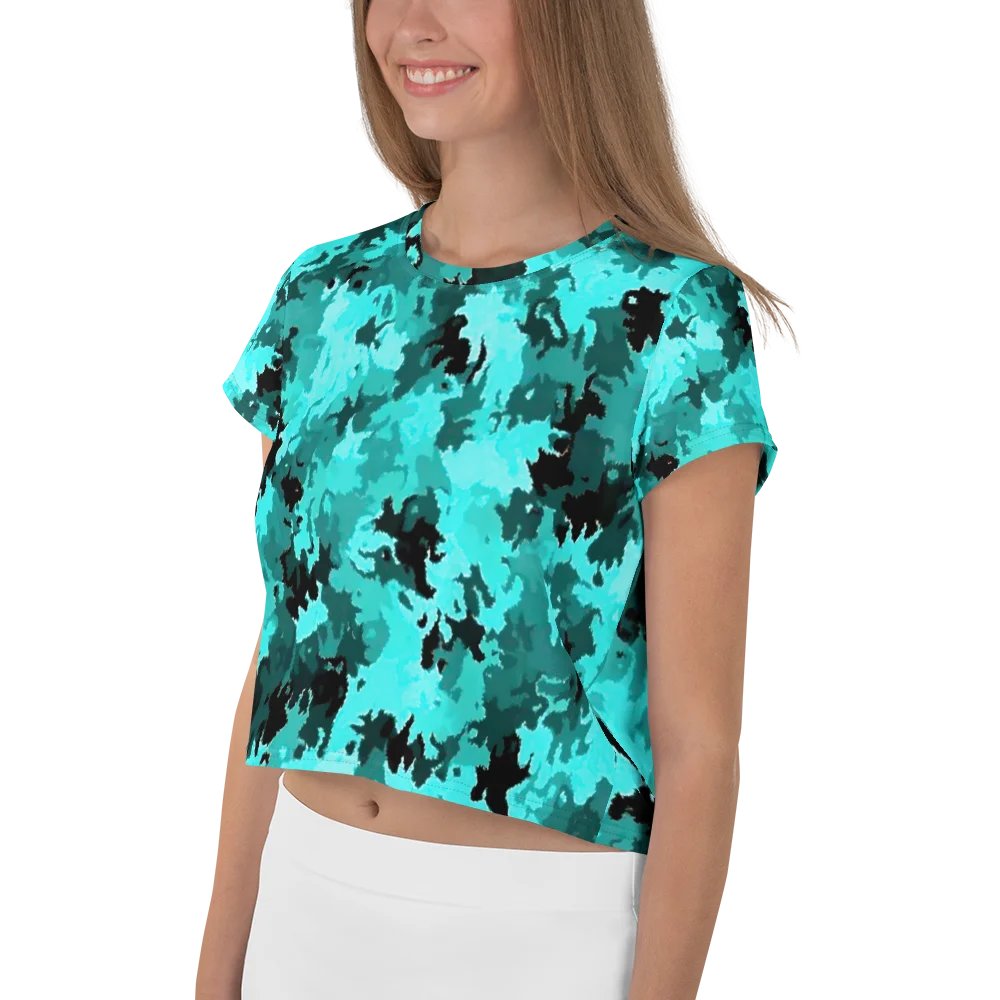 Aqua Camo Dream All-Over Crop Tee product image (3)