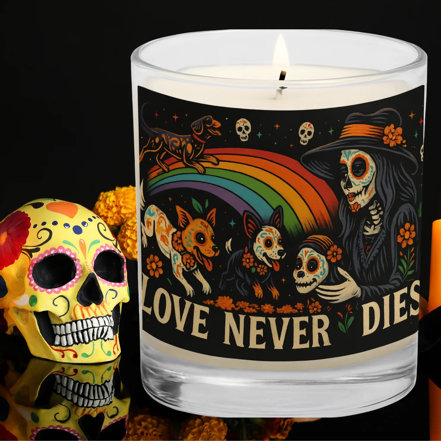 Day of the Dead Rainbow Bridge Candle – Love Never Dies Memorial Soy Wax Candle product image (5)