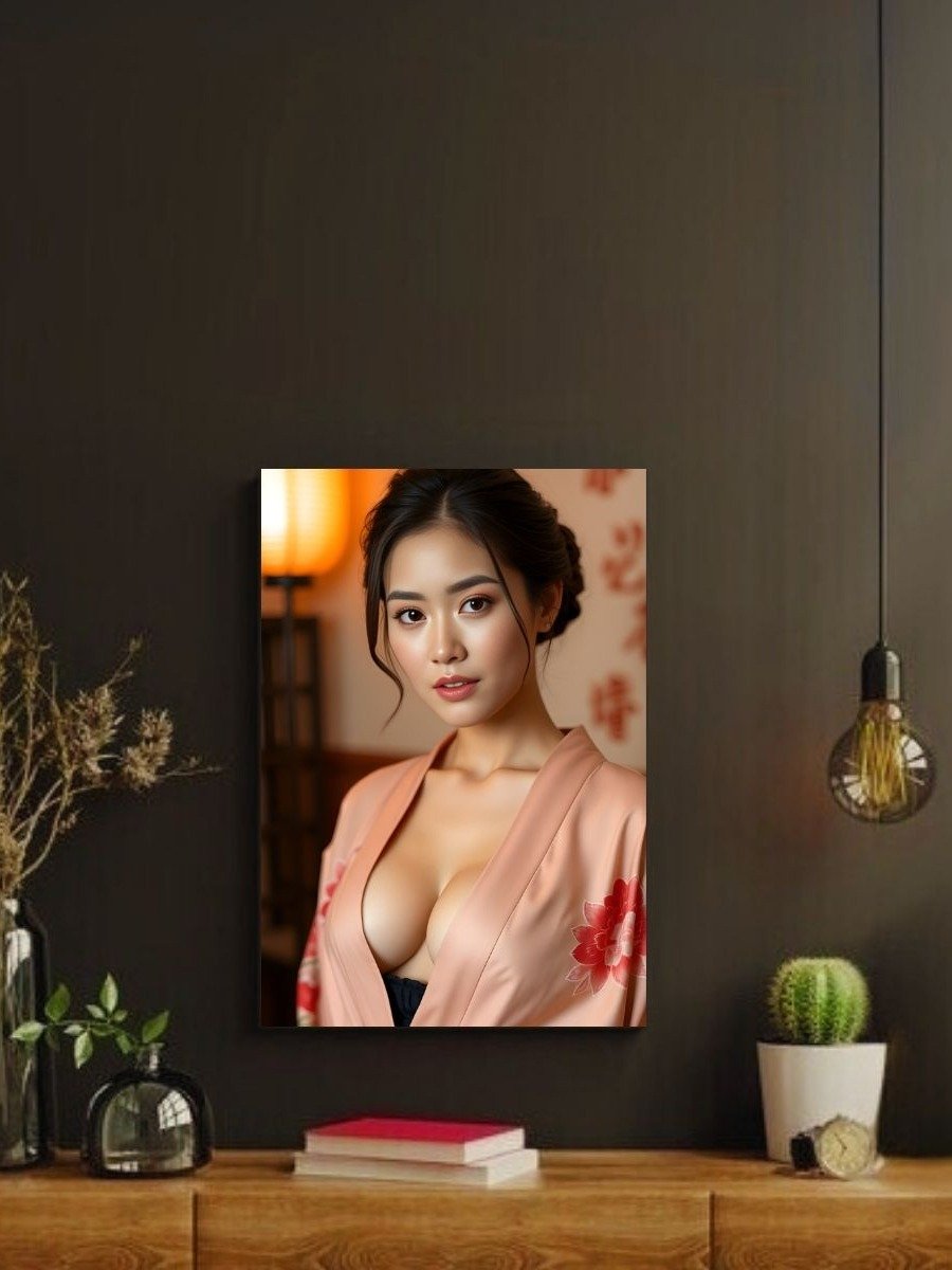 Pink Kimono Open Pose – Glossy 8x10 Metal Print product image (2)