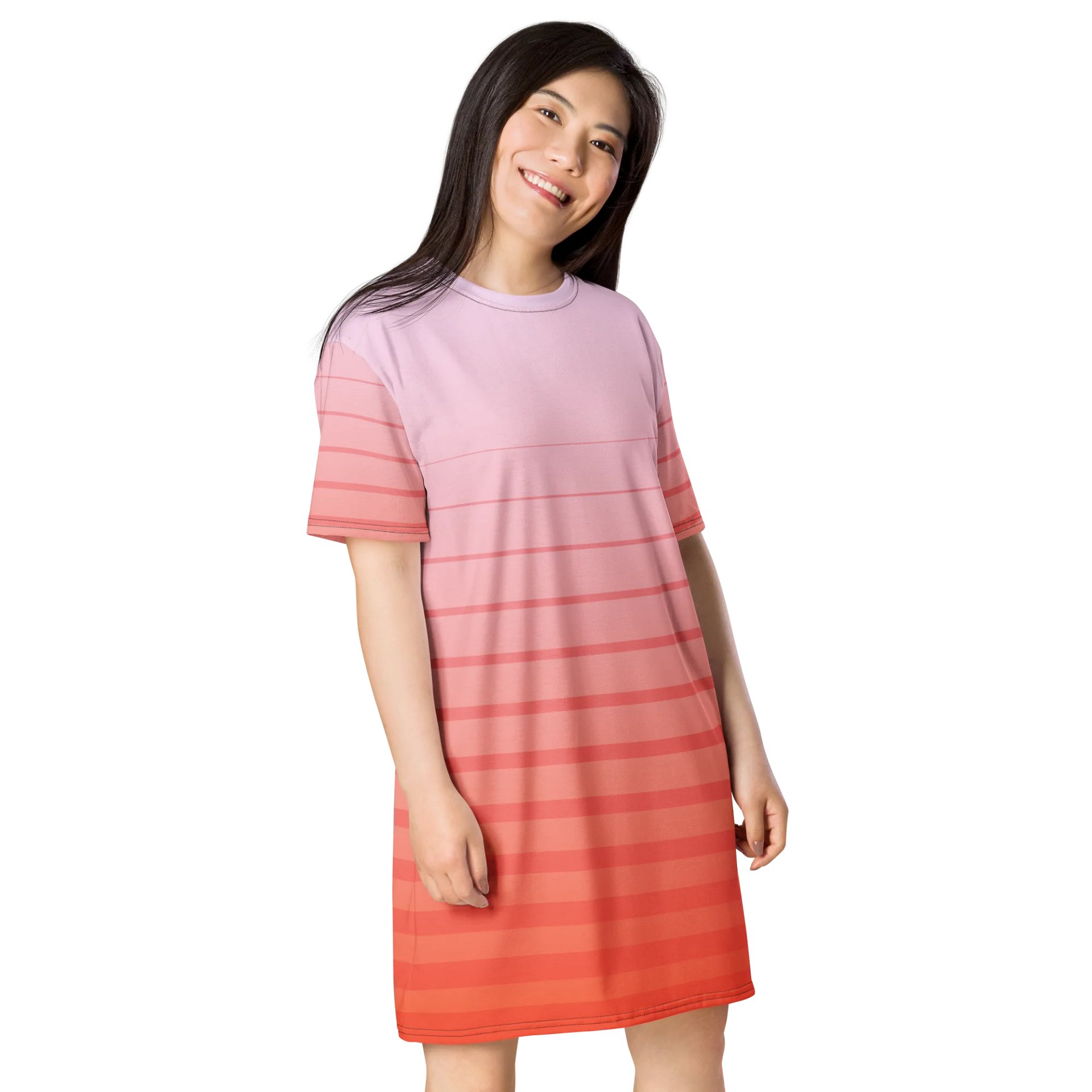 Gradient Stripe Oversized T-Shirt Dress | TDS Music product image (4)
