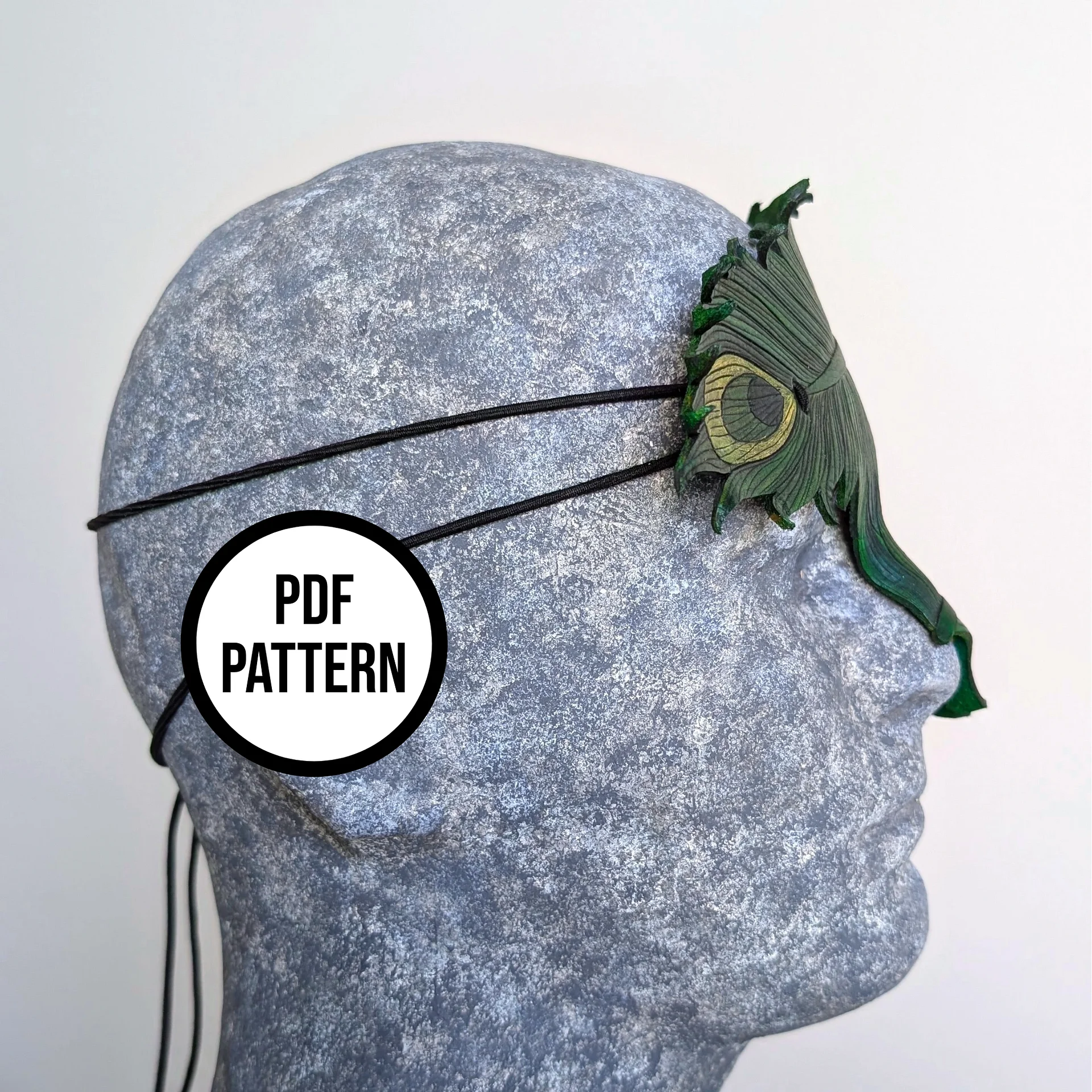 Peacock/Phoenix Half Mask - PDF Pattern for Leathercraft product image (4)