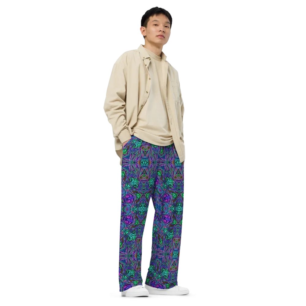 Blue Green Purple Kaleidoscope Wideleg Pants product image (3)