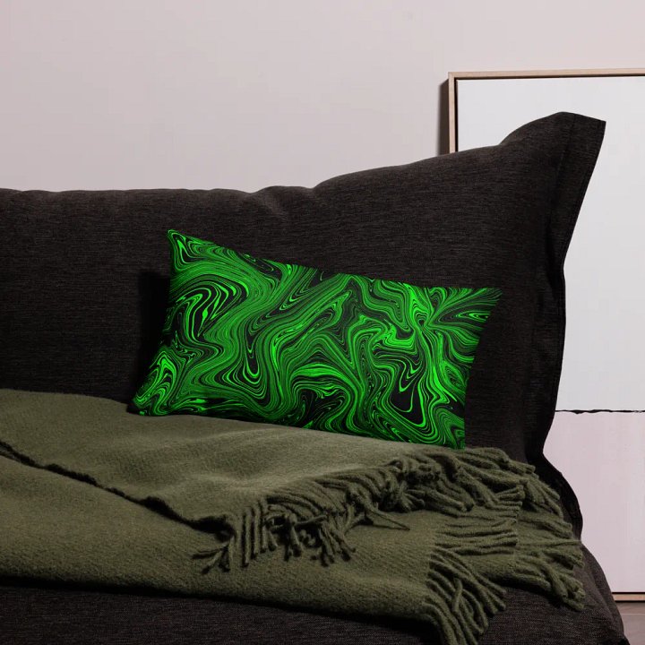 Premium Pillow Case - Green and Black Fluid Swirls product image (2)