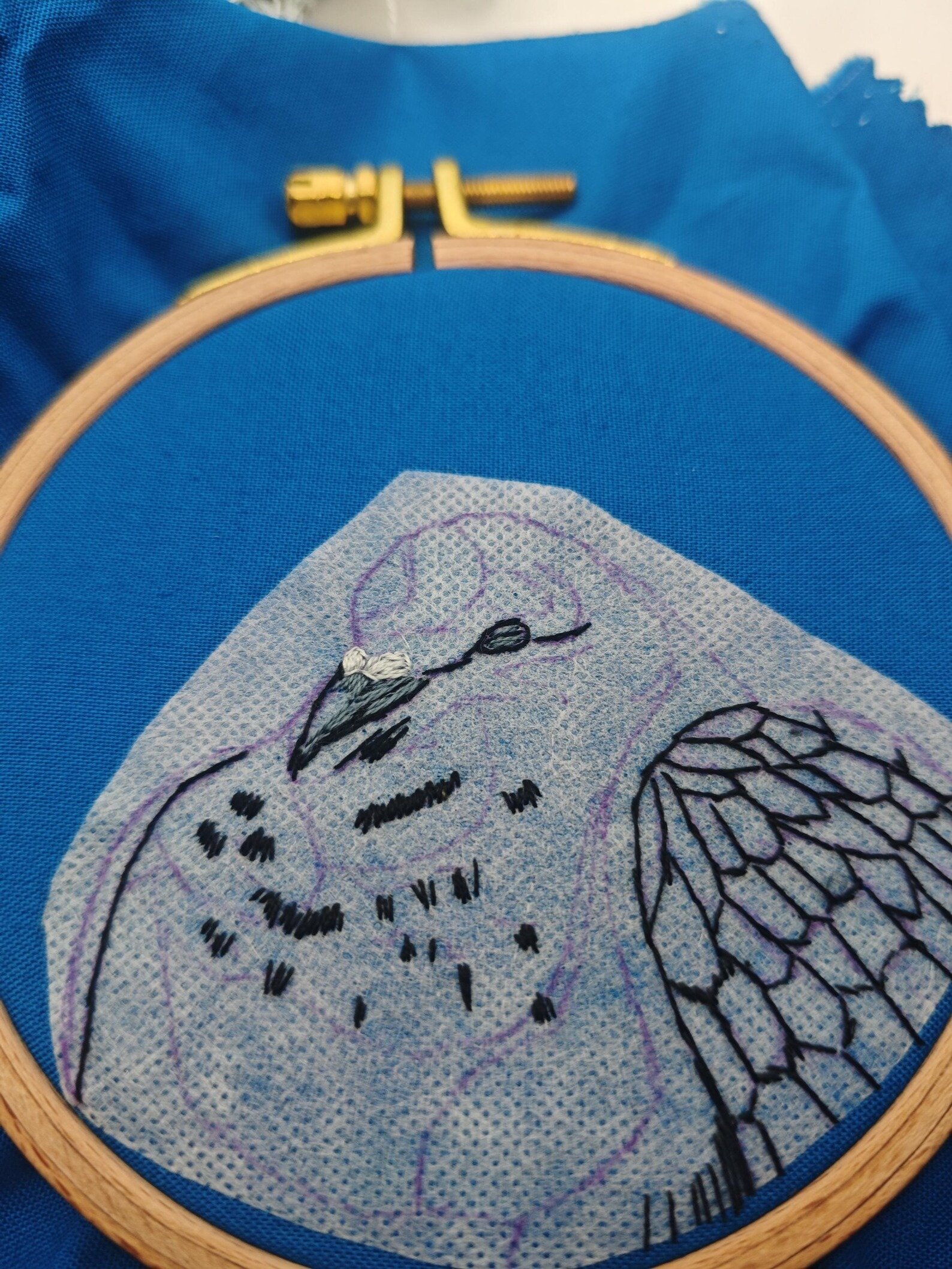 Sleepy Pigeon PDF Hand Embroidery Pattern: Snoozecore Urban Street Bird Pidge DIY Wall Art (digital Tutorial) product image (6)