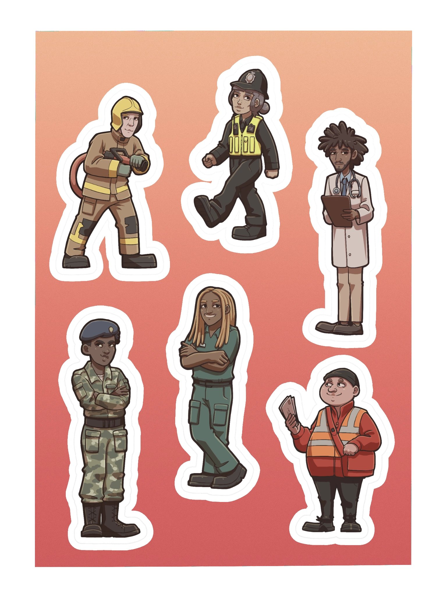 Diverse Professionals at Work - Sticker Sheet #3 product image (1)