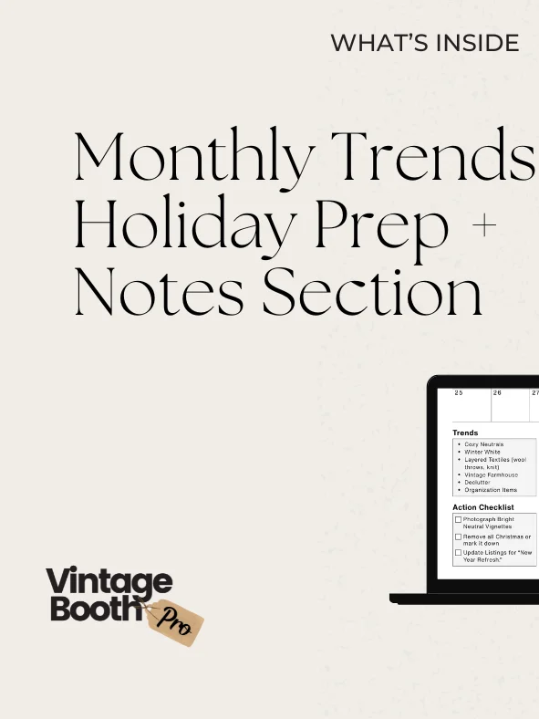 15-Month Vintage Booth Owner Calendar | Printable Vendor Planner | Antique Booth Seller Planner | Seasonal Trends | Digital Download PDF product image (2)