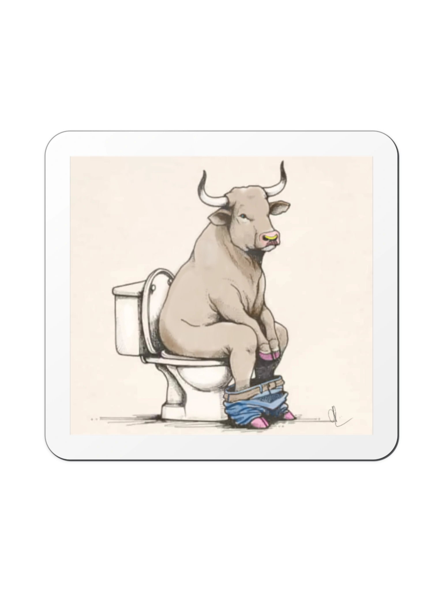 Bull on the Toilet Die-Cut Magnet product image (2)