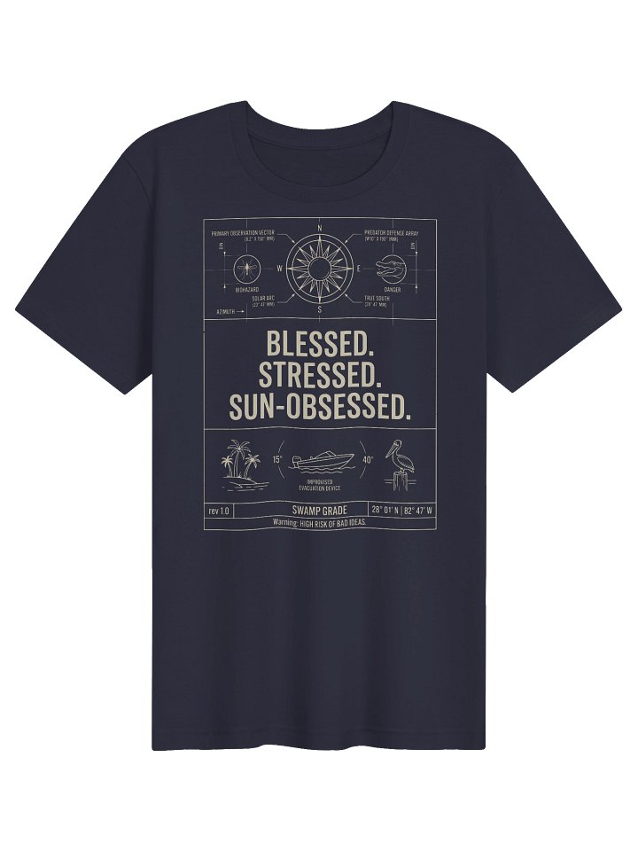 Florida Beach Vacation Shirt Sun-Obsessed Blueprint Design Tee product image (51)