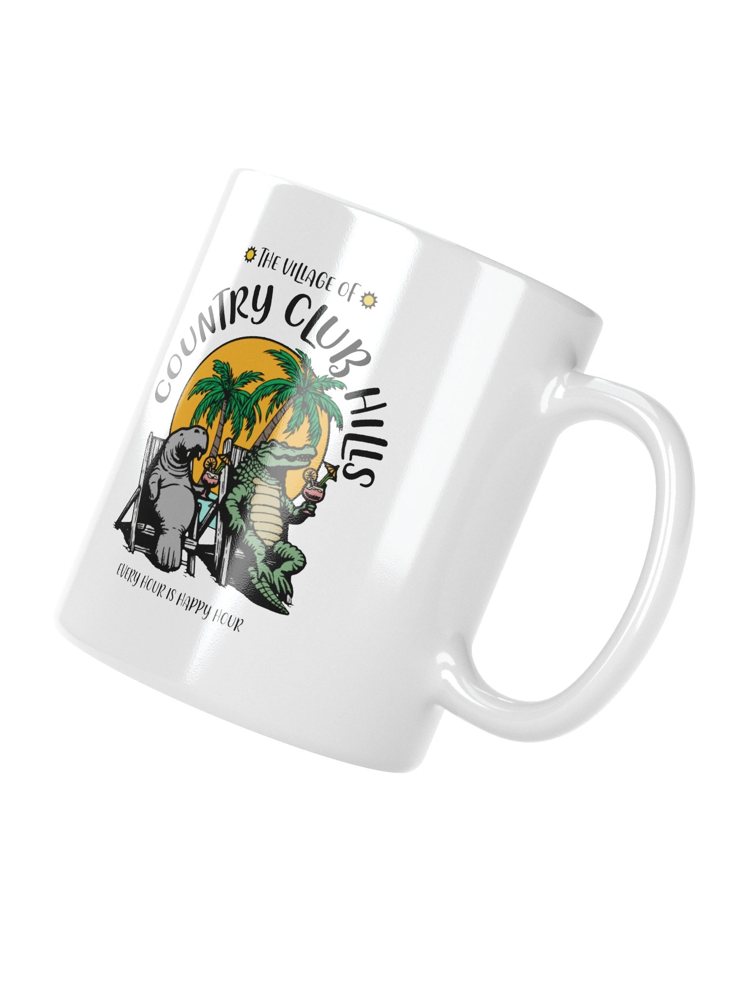 The Village of Country Club Hills TV Florida USA Fun Manatee Alligator Design Coffee Mug product image (7)