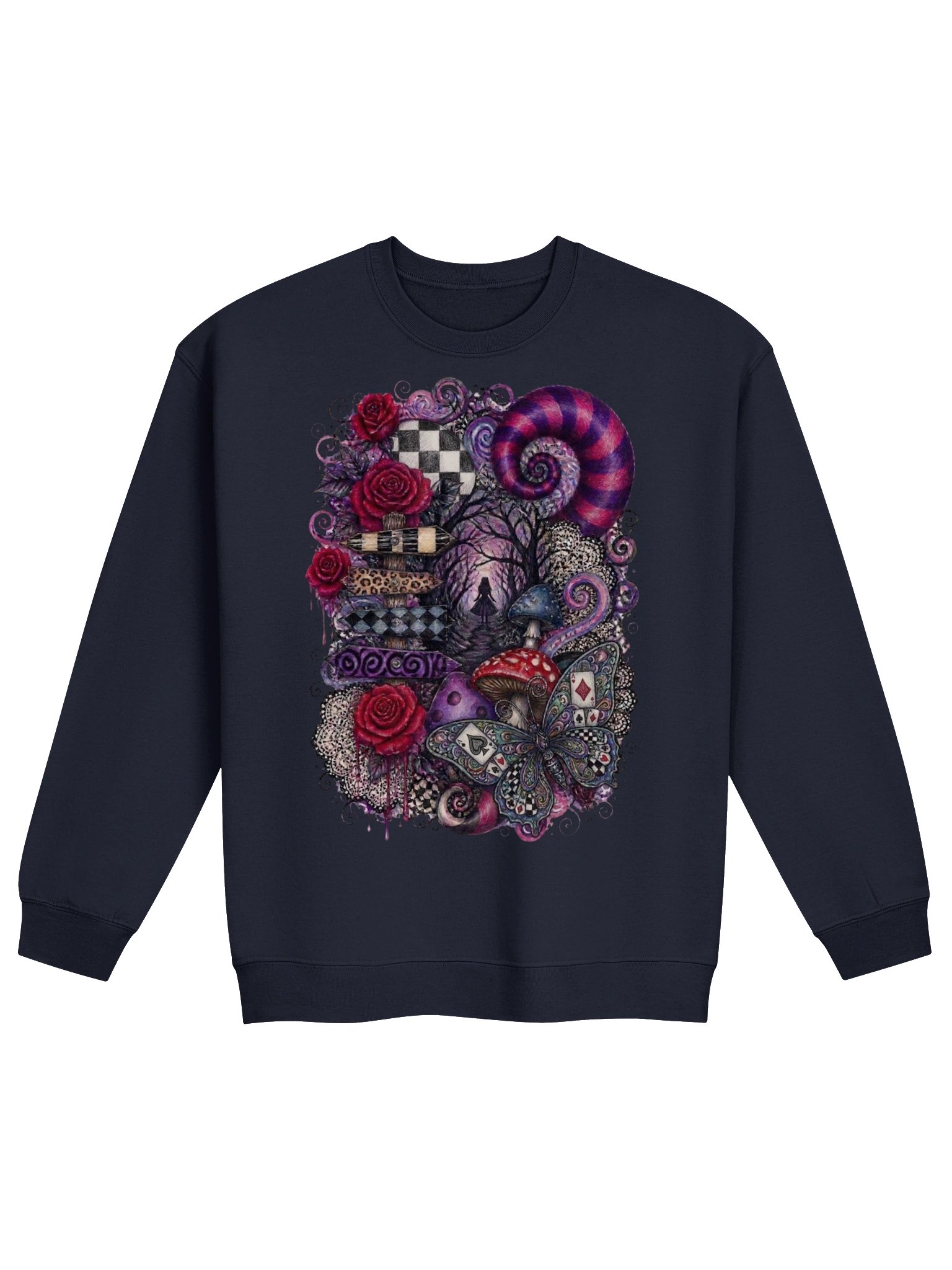 Dark Alice Whimsigoth Collage Sweatshirt, Wonderland Cheshire Crewneck product image (10)