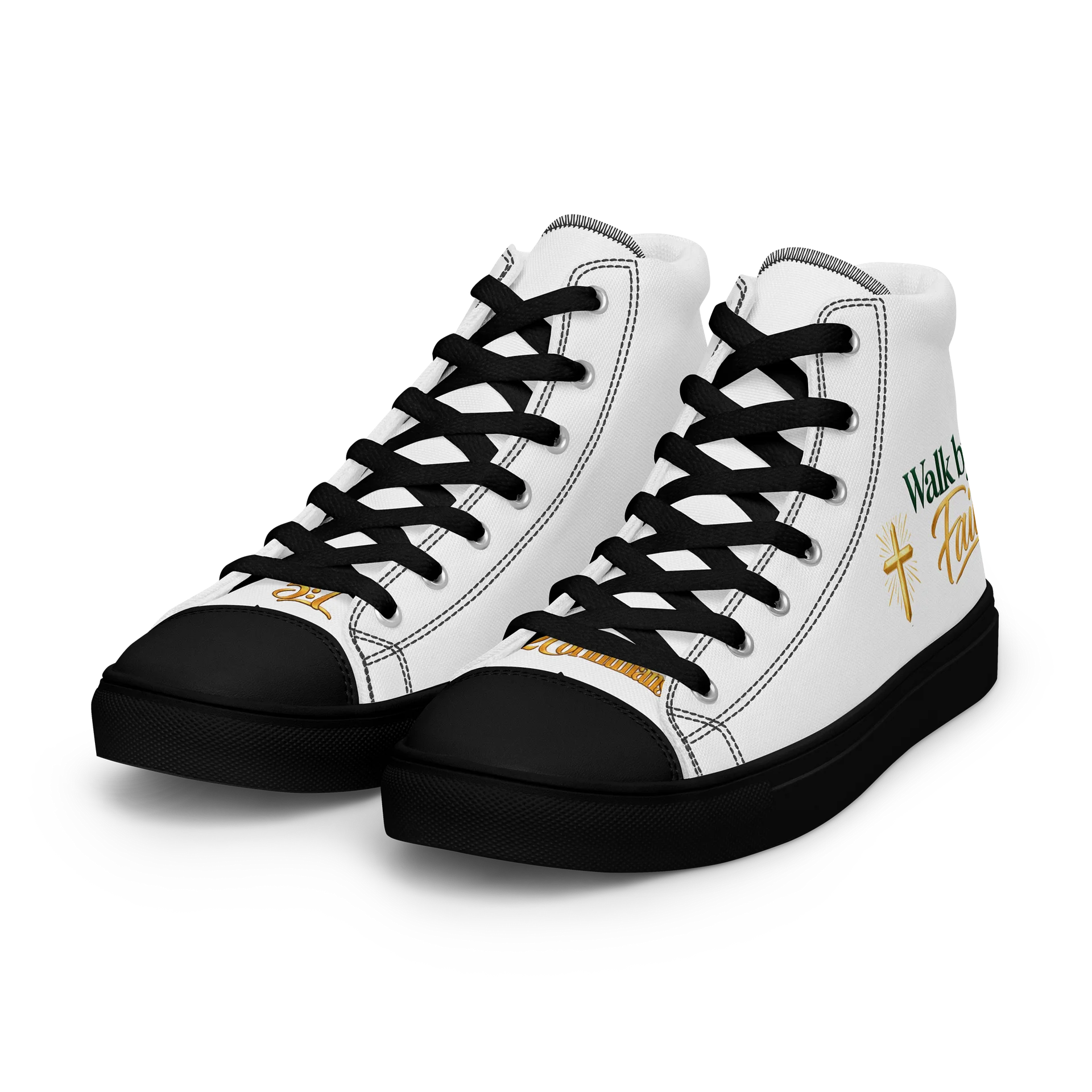 Walk by Faith Women’s High-Top Sneakers – Black & Gold product image (8)