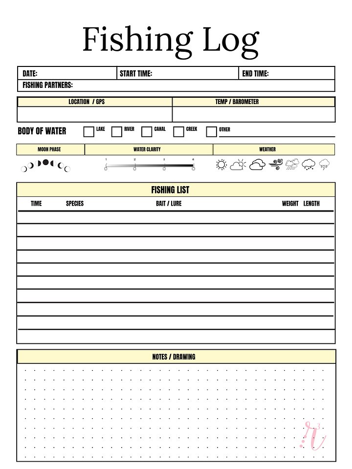 FREE Fishing Log - Printable PDF product image (1)