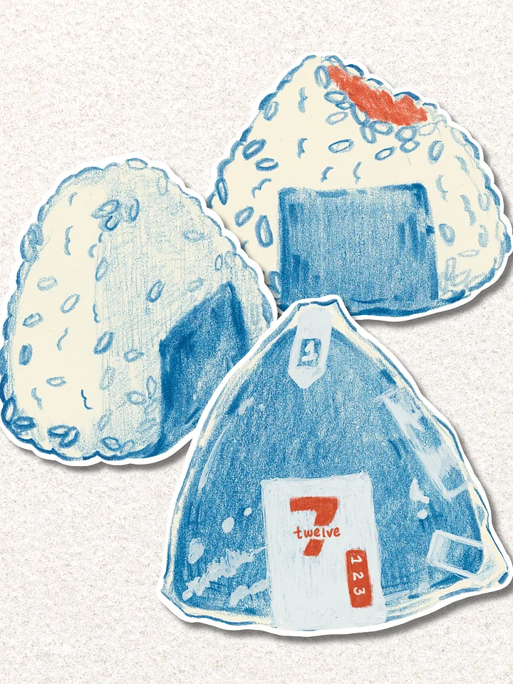 Blue Onigiri Waterproof Vinyl Stickers - 3 Pack product image (2)