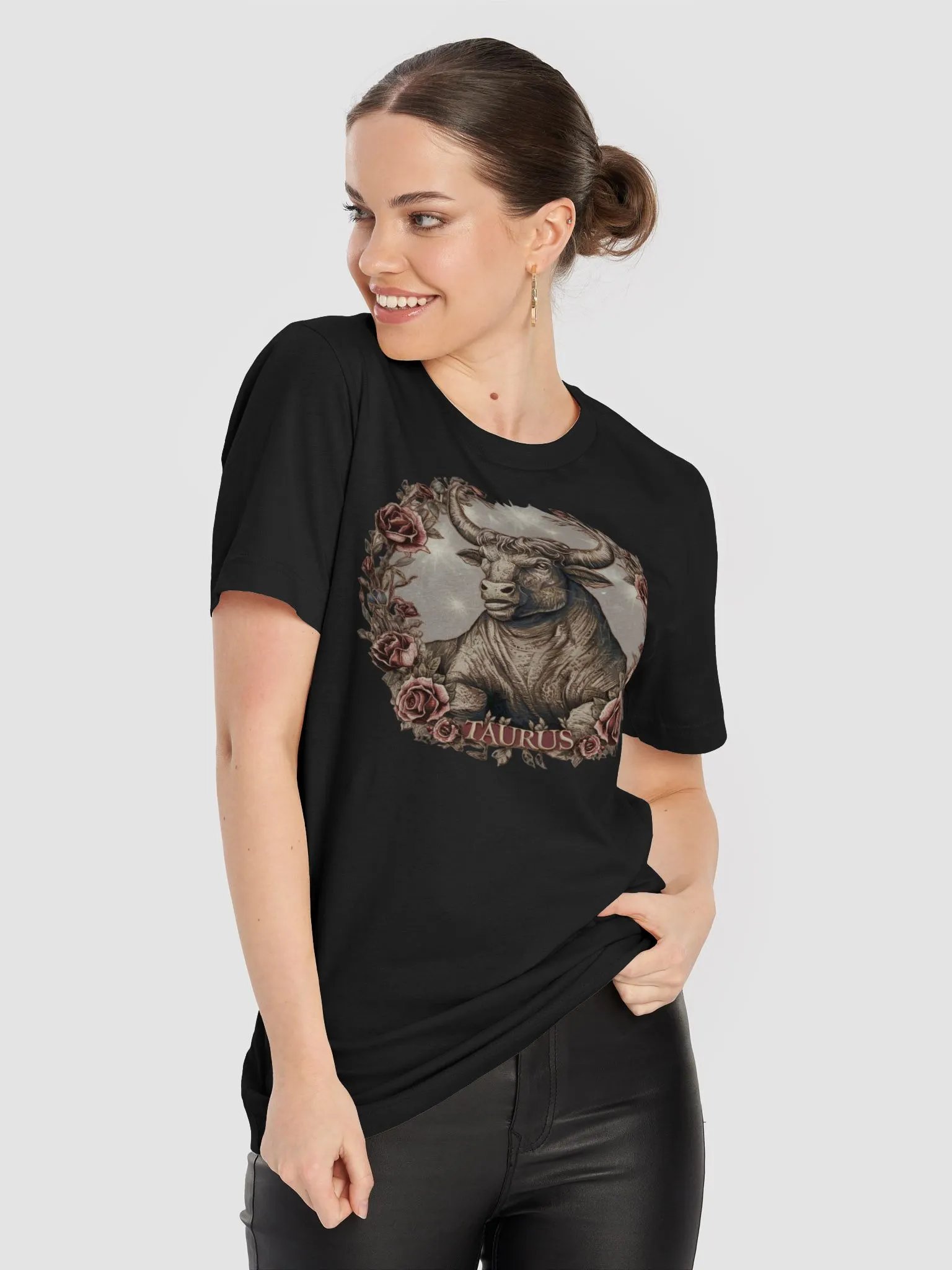 Supersoft Taurus Zodiac Unisex T-Shirt with Floral Bull Design product image (9)