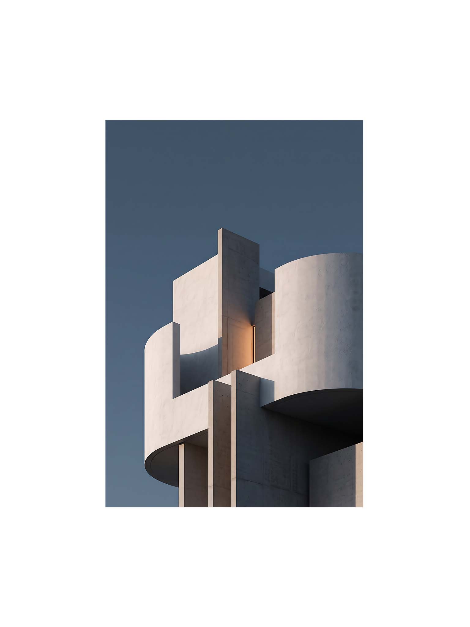 Blue Hour Structure - Surrealist Architectural Wall Art product image (1)