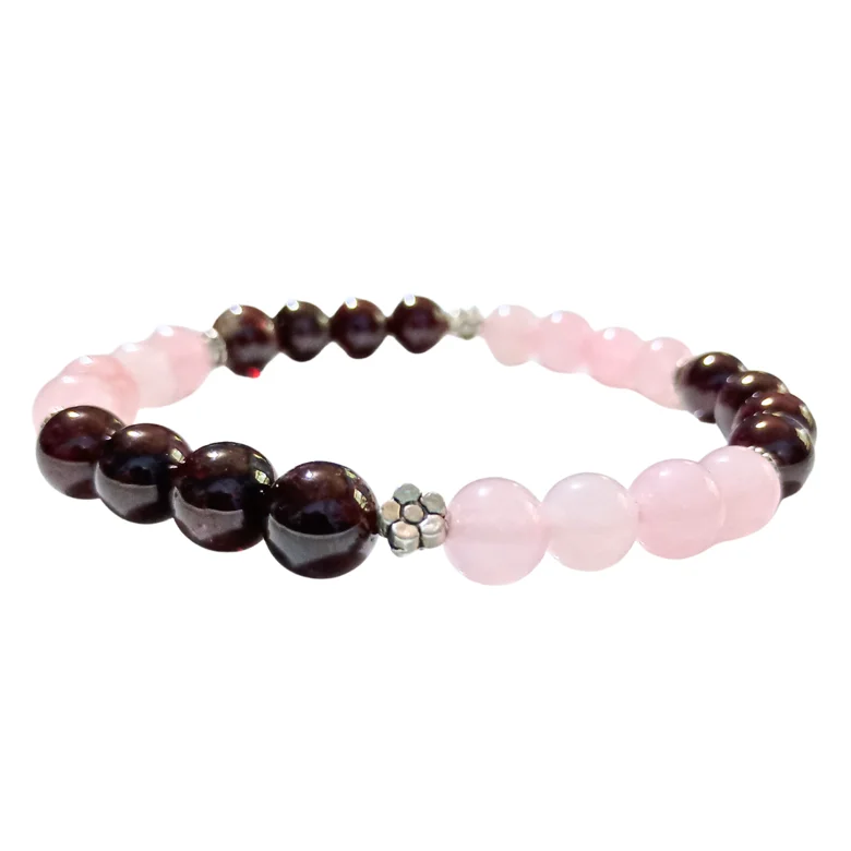 Handmade Love Bracelet | Rose Quartz & Garnet Beads | "Cosmic Connection" product image (1)