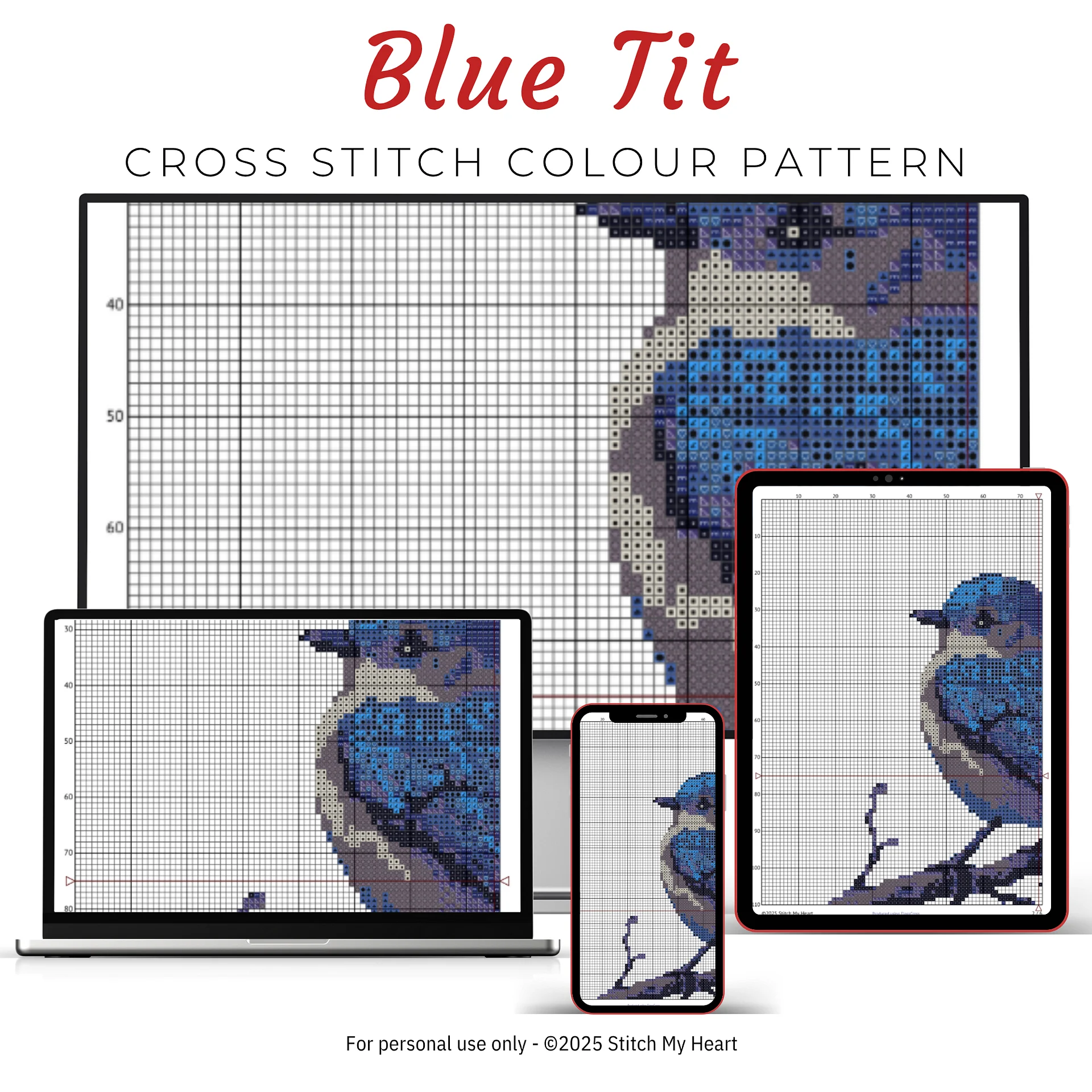Blue Tit Cross Stitch Pattern product image (3)