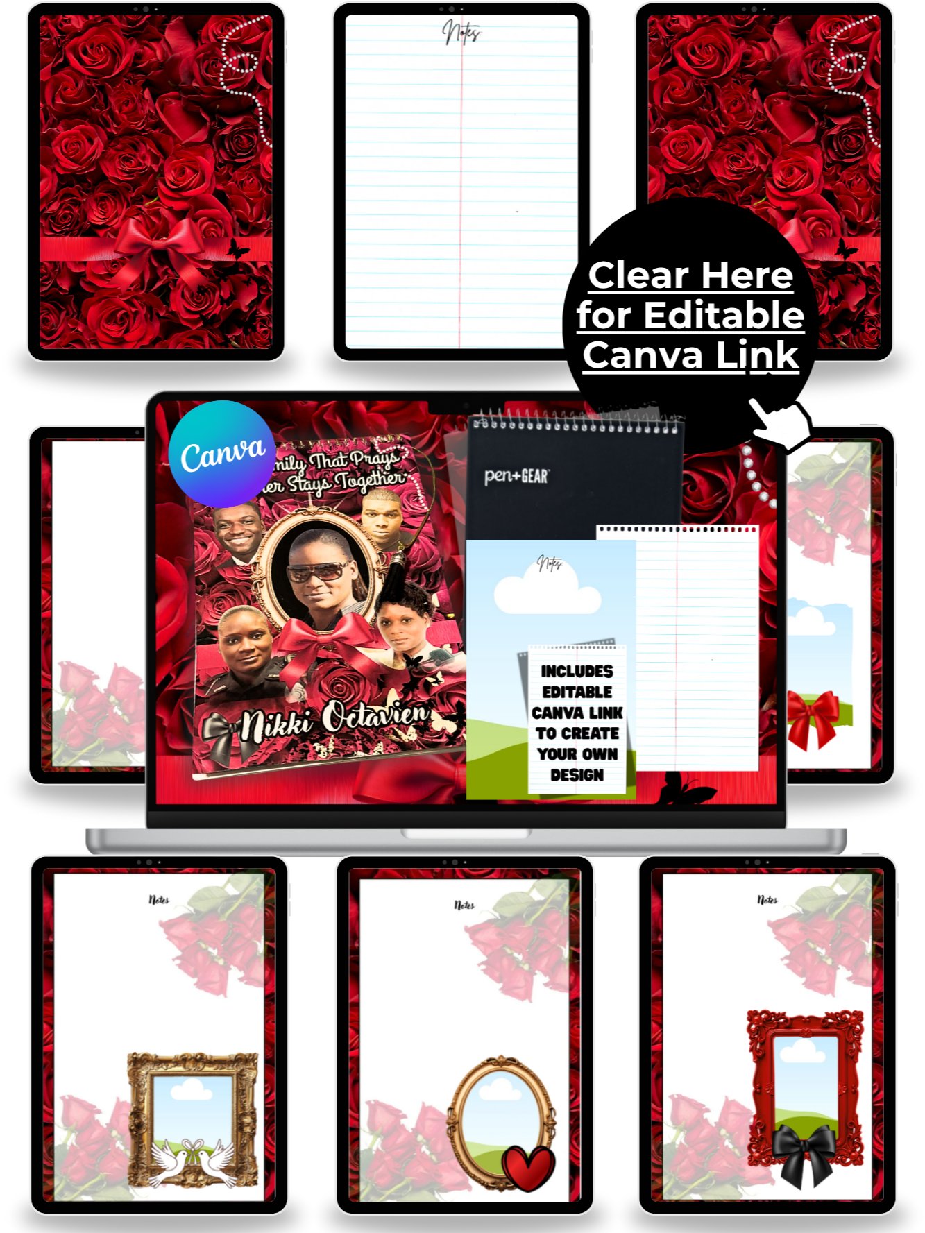 How to Make a 23 Hole Spiral Notebook with Images - Red Rose Design - 5 Part Tutorial and Templates product image (2)