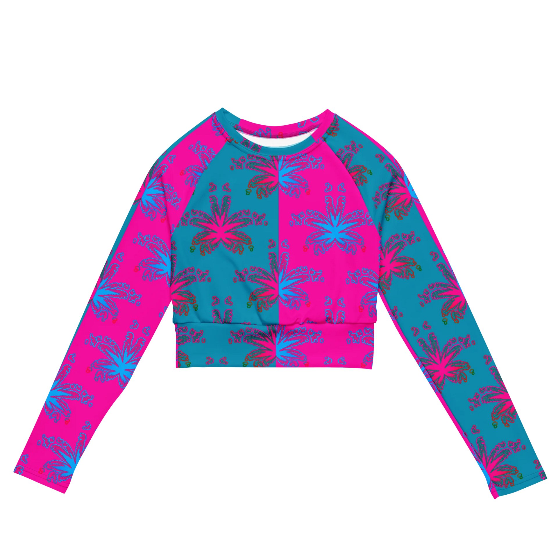 Cotton Candy Color Cannabis Stoner Shirt, Ganja Weed Festival Fashion Recycled Long-Sleeve Crop Top, 420 Summertime Twisted Budz Beach Style product image (1)