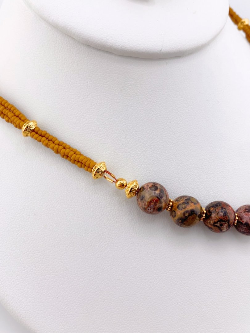Leopard Jasper Beaded Pendant Necklace Set product image (4)