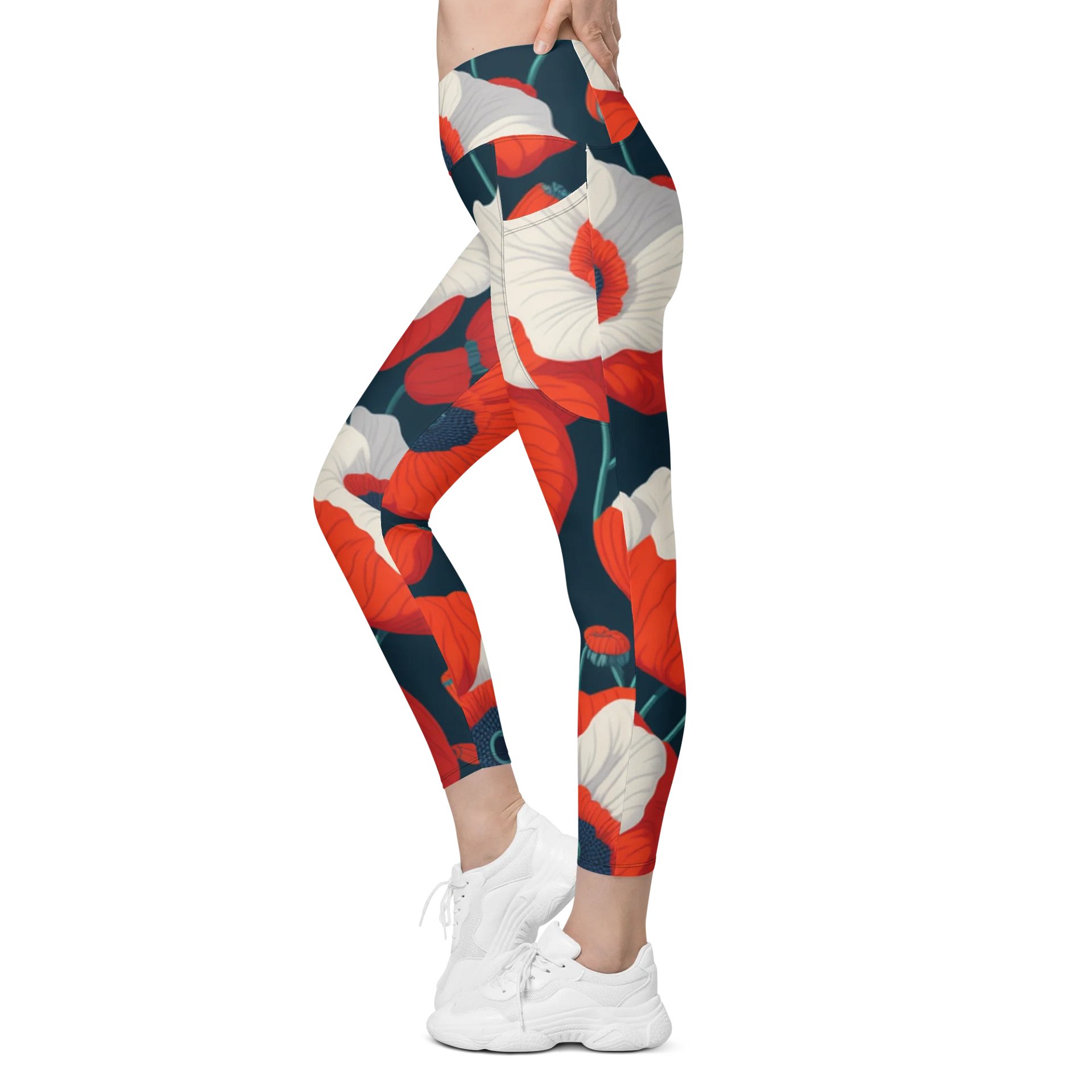 Barry Grady 'Poppies' Crossover Leggings with Pockets product image (4)