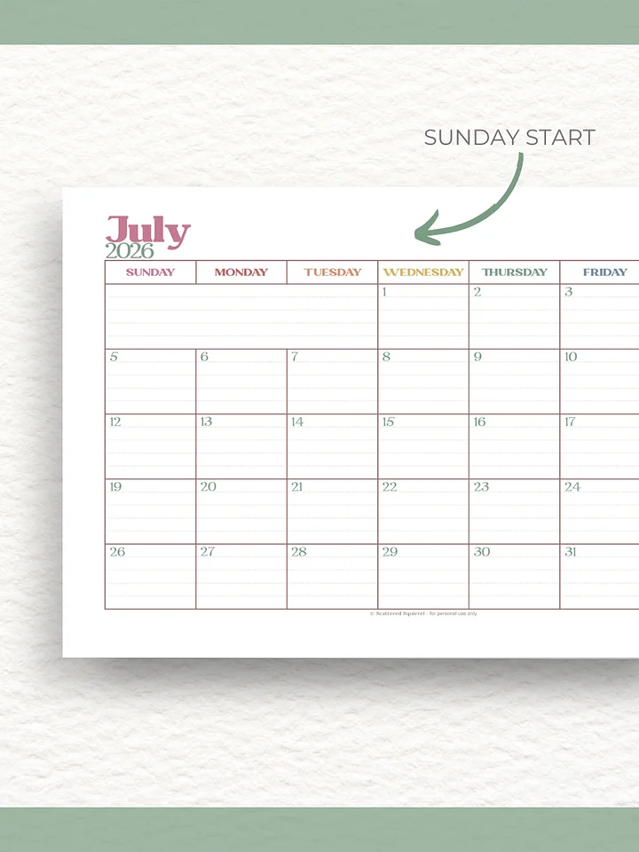 Summer Garden - 26-27 Calendar - Single Page per Month - Half Letter Size product image (2)