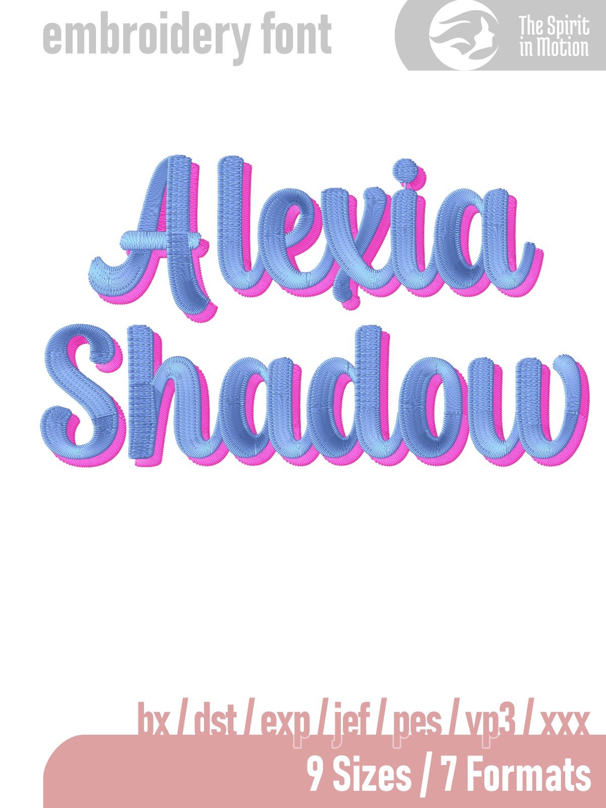Alexia Shadow Script Embroidery Font for Crafting | BX, PES, DST, JEF product image (1)
