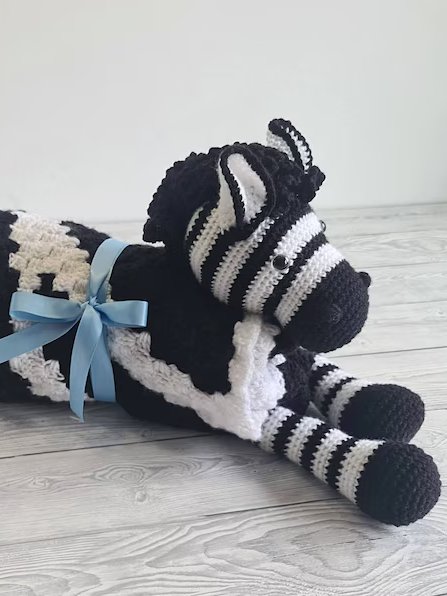 Crochet Zebra Baby Blanket Pattern - 3in1 Toy, Play Mat PDF Pattern - Crafting Happiness product image (6)