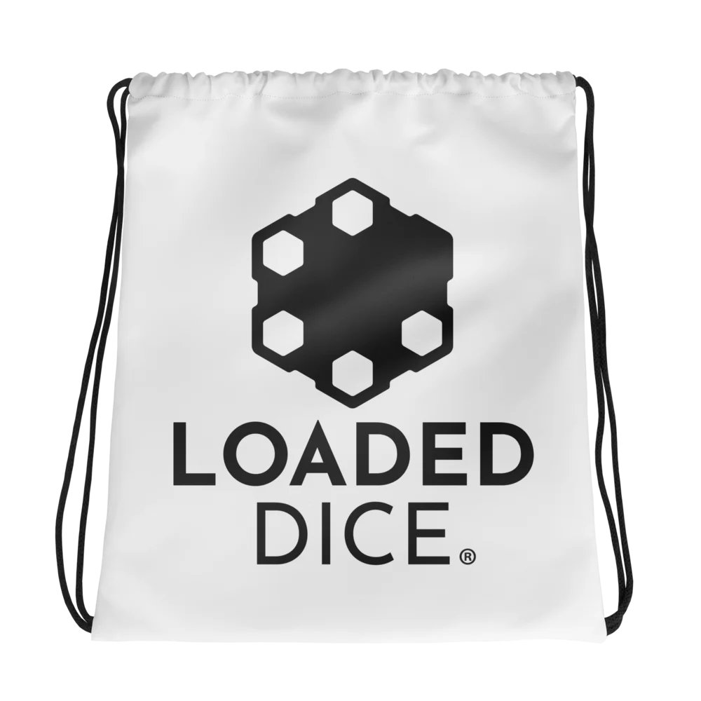 Loaded Dice Graphic Drawstring Bag White product image (1)