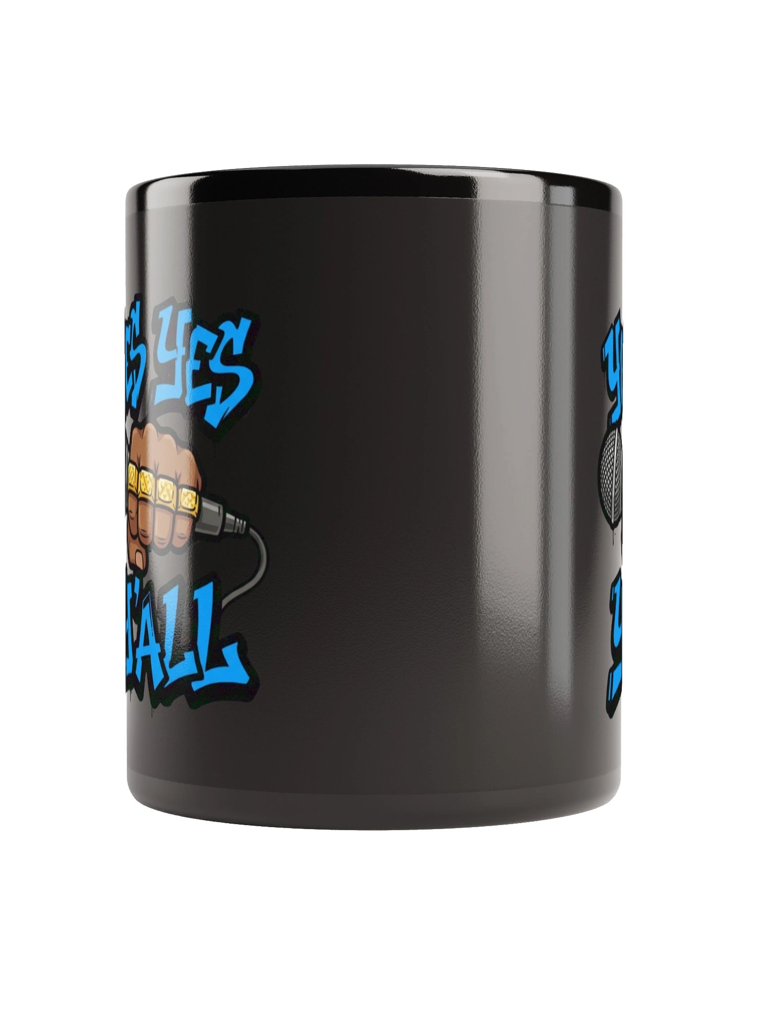 Yes Yes Y’all Hip Hop Mug – Black Microphone Coffee Cup with Graffiti Text product image (10)