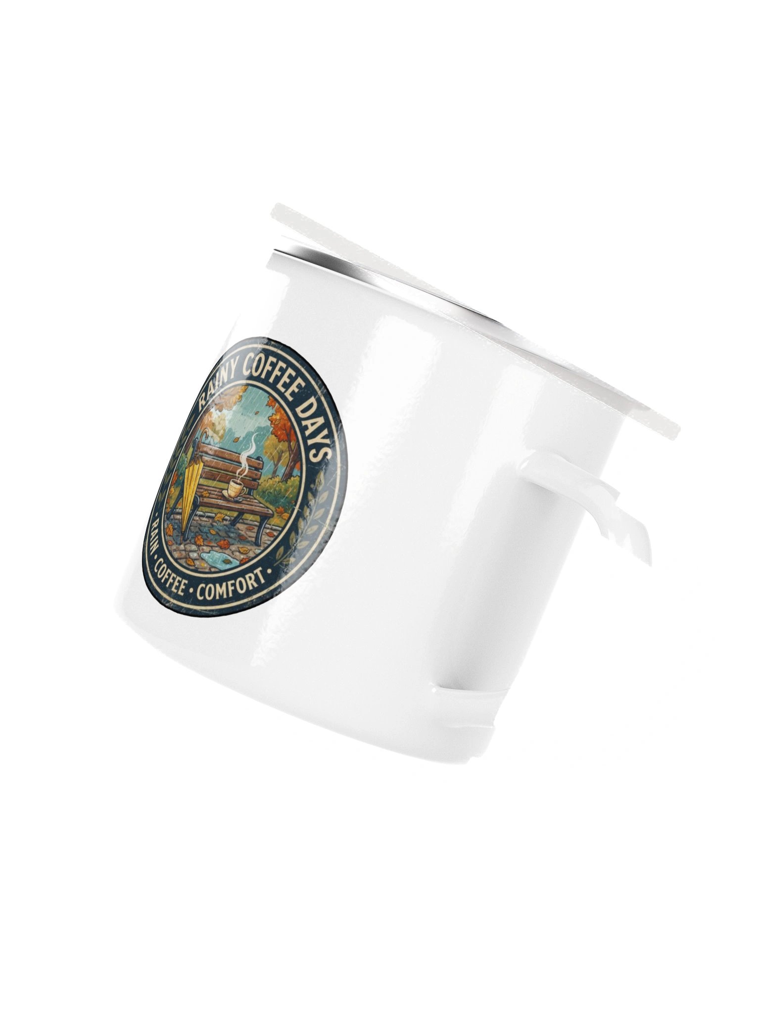 Rain Coffee Comfort – Vintage Metal Mug product image (3)