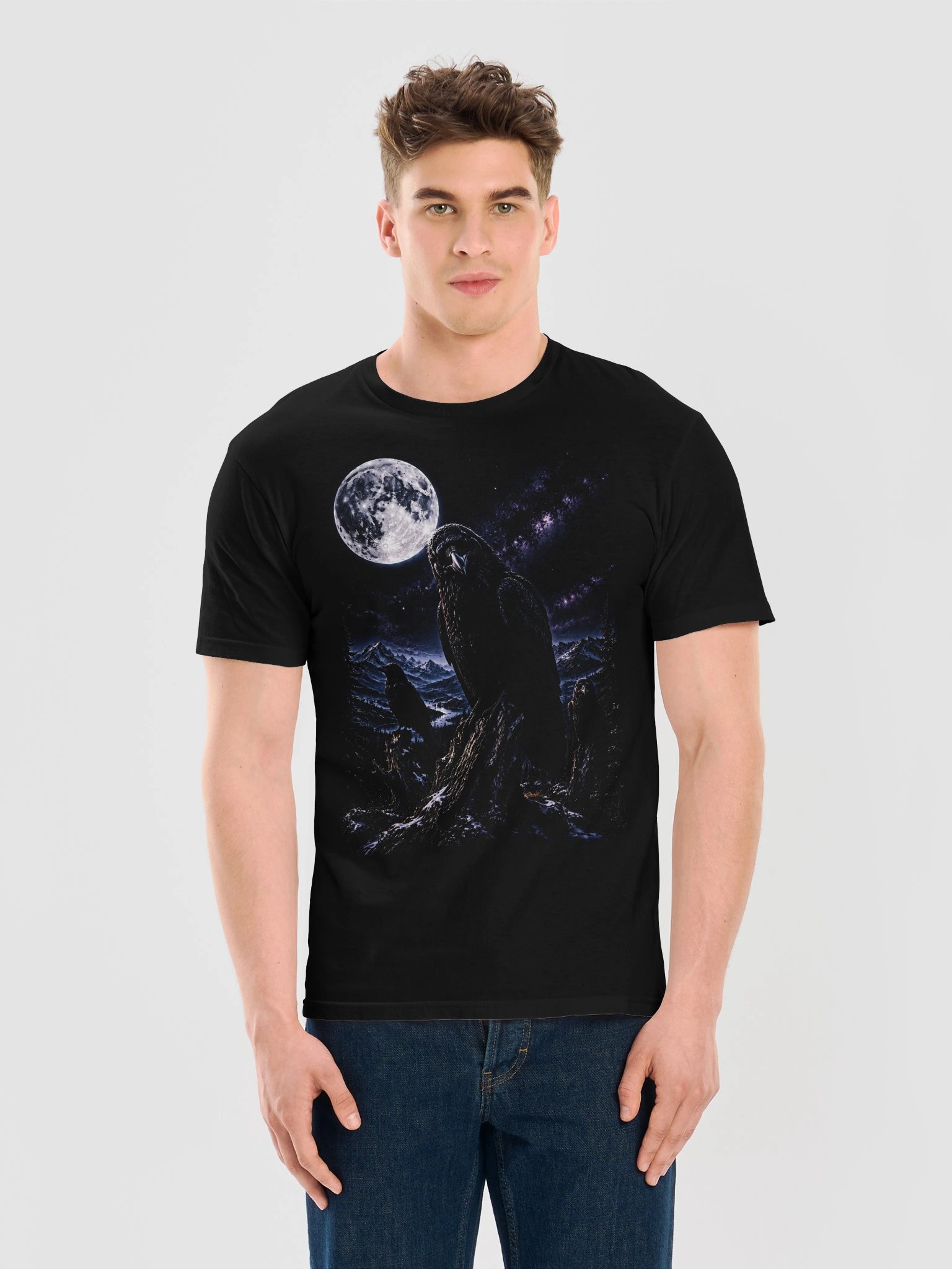 Common Raven Howling Moon Tshirt | Legendary Wildlife Shirt product image (6)