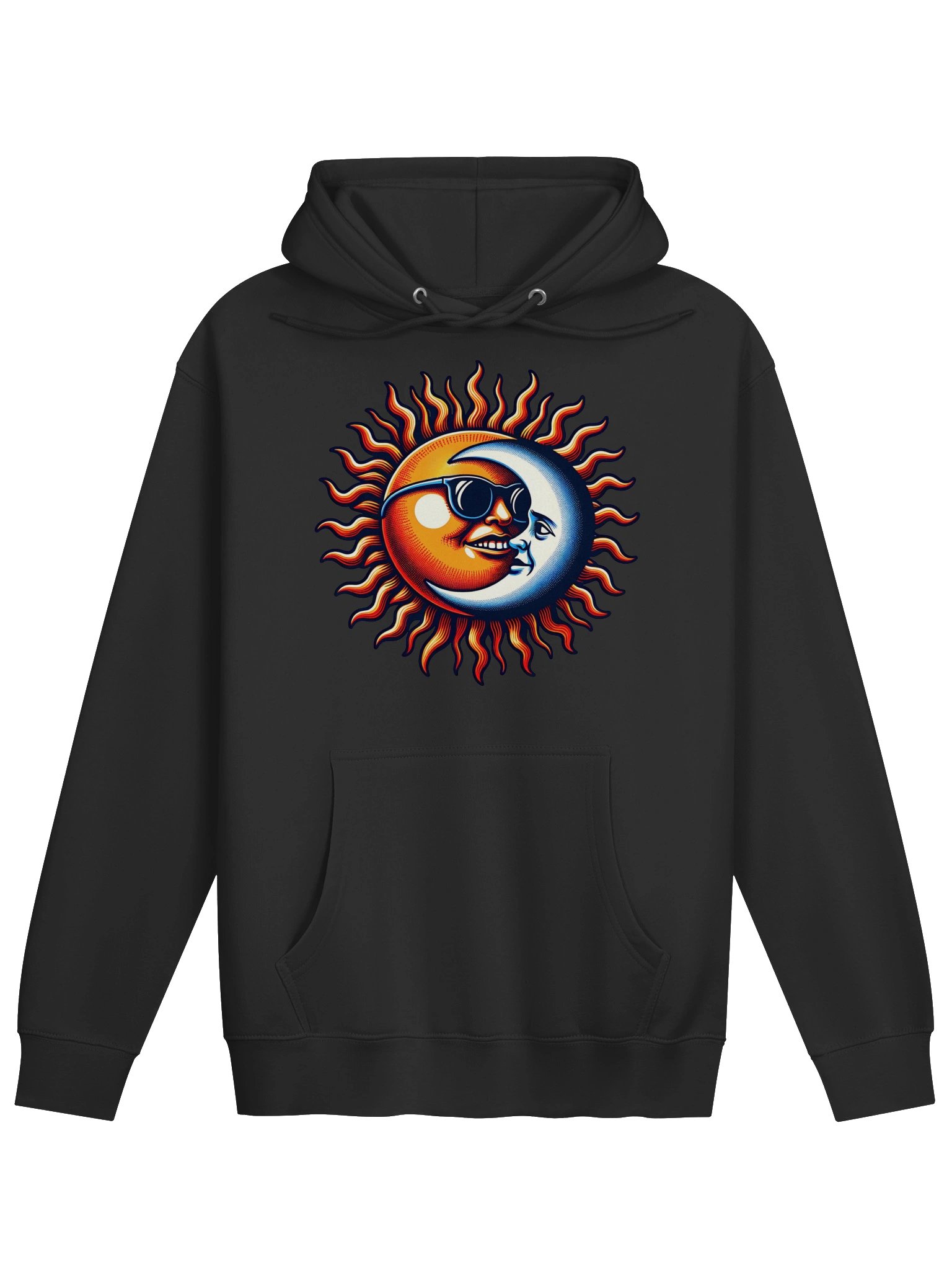 🌞 Sun and Moon Retro Fusion - PULLOVER HOODIE – Cool Cosmic Design with Groovy Celestial Yin-Yang Style product image (7)