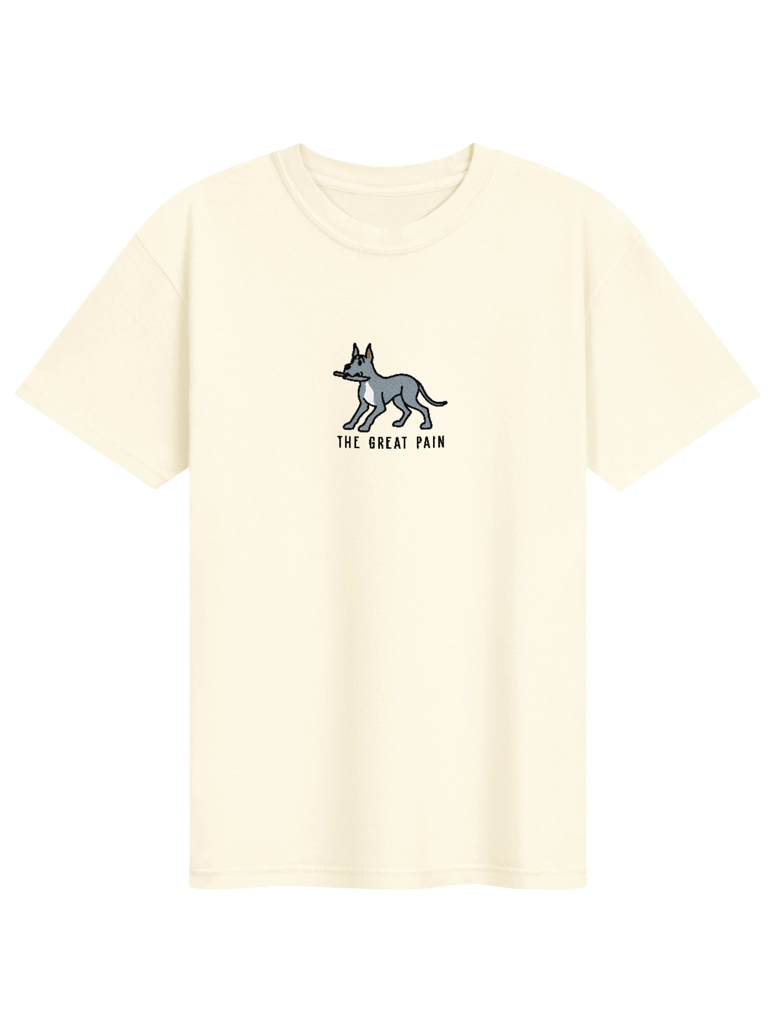 The Great Pain Funny Chibi-Style Embroidered T-Shirt for Great Dane(Blue, Cropped Ears) Owners product image (109)
