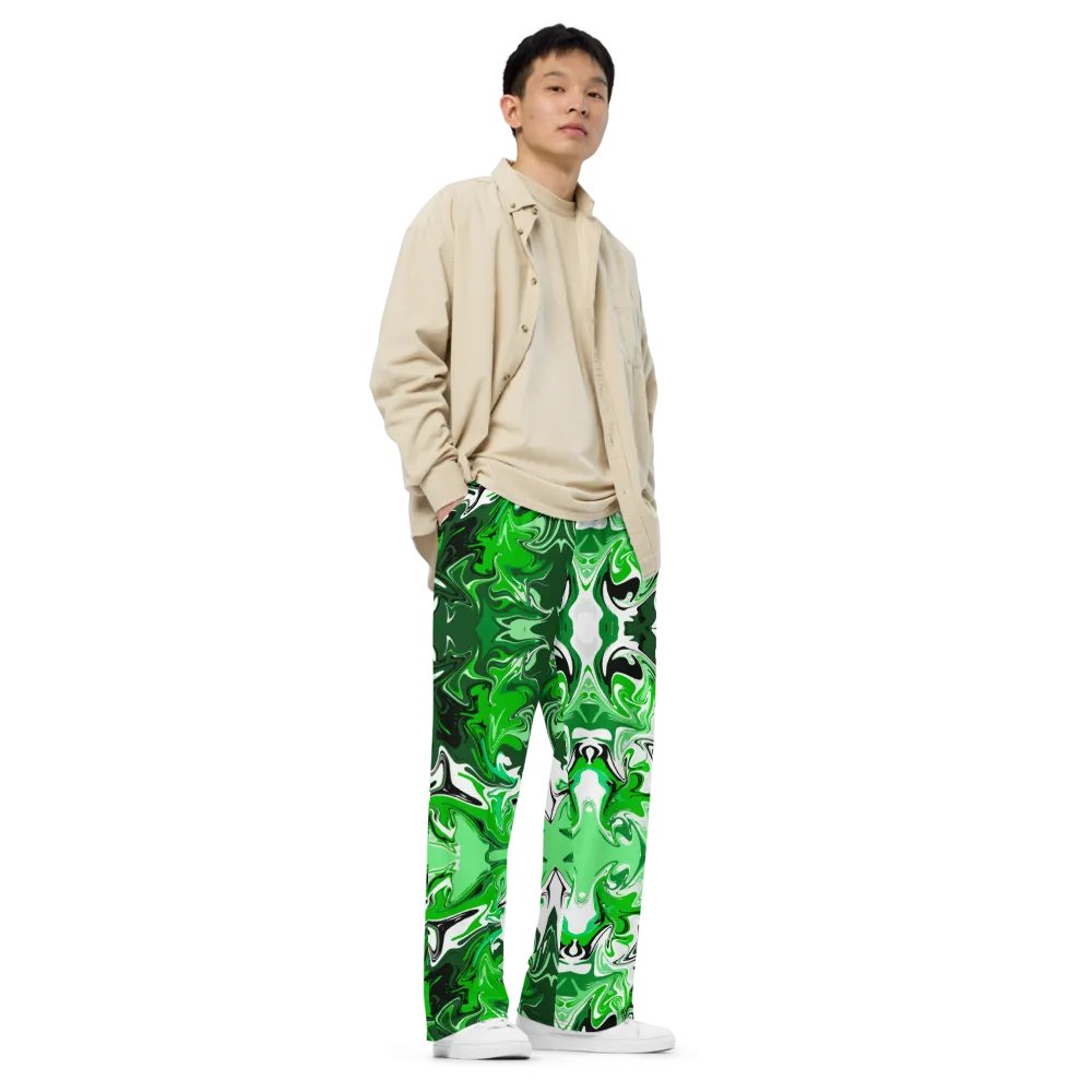 Green Swirl Unisex Wide Leg Bottoms product image (5)