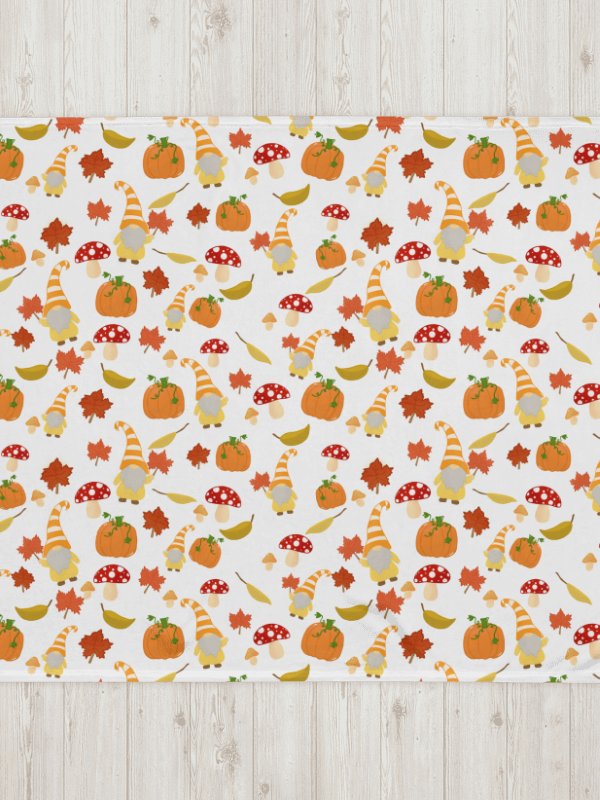 Fall with my Gnomies in White Throw Blanket product image (2)