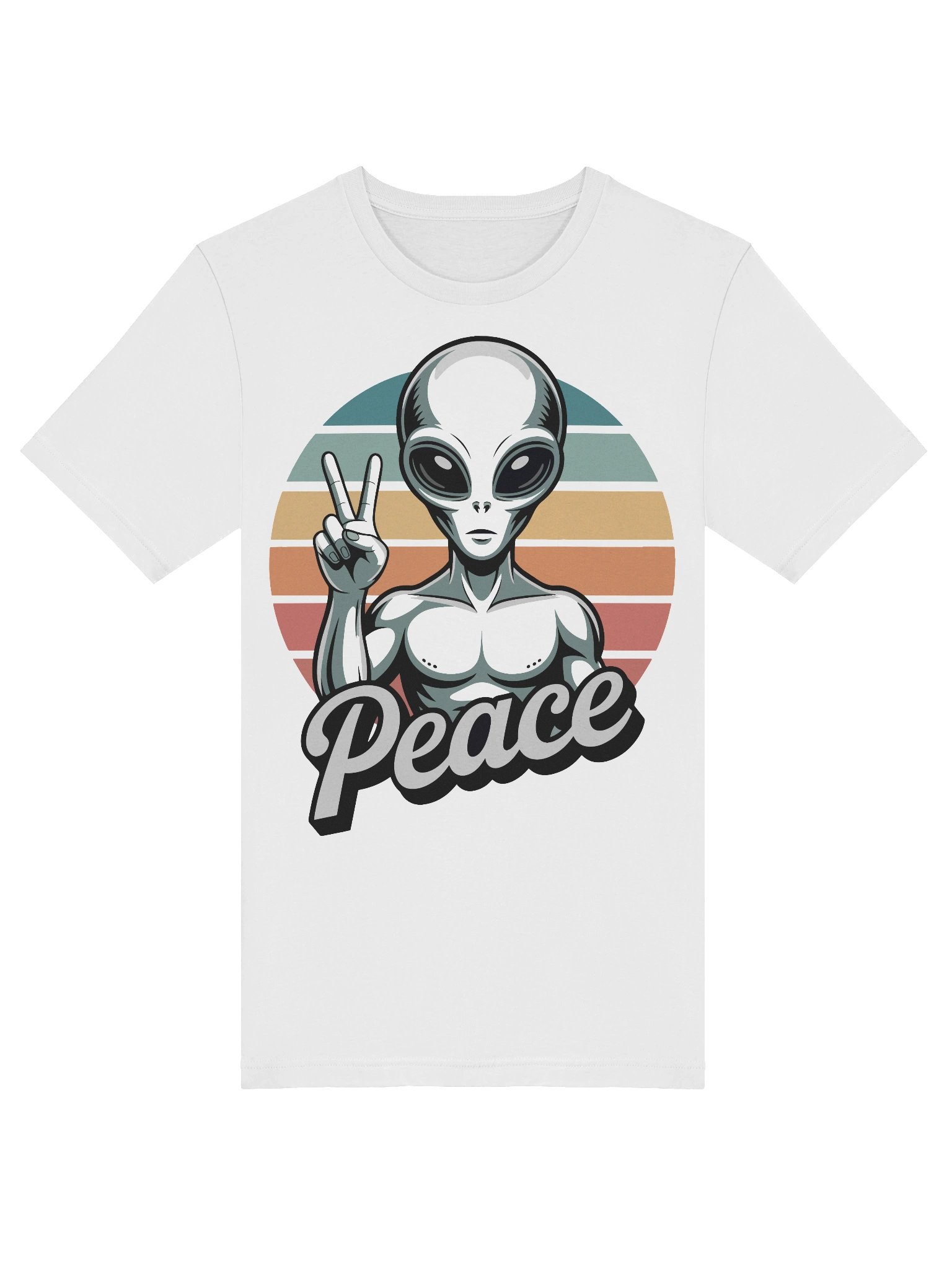 Trendy T-Shirt with a Cute Alien and Peace Gesture product image (5)