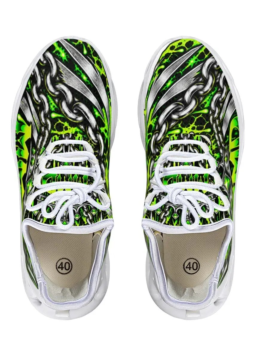 MMD Toxic Crown Skull Chain Chunky Sneakers – Lime Green product image (3)