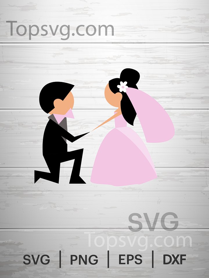 Wedding Couple SVG, Marriage, Bride and Groom, Romantic invitation card, Marry me, Wedding decorations, proposal, silhouette, png, Cricut product image (1)