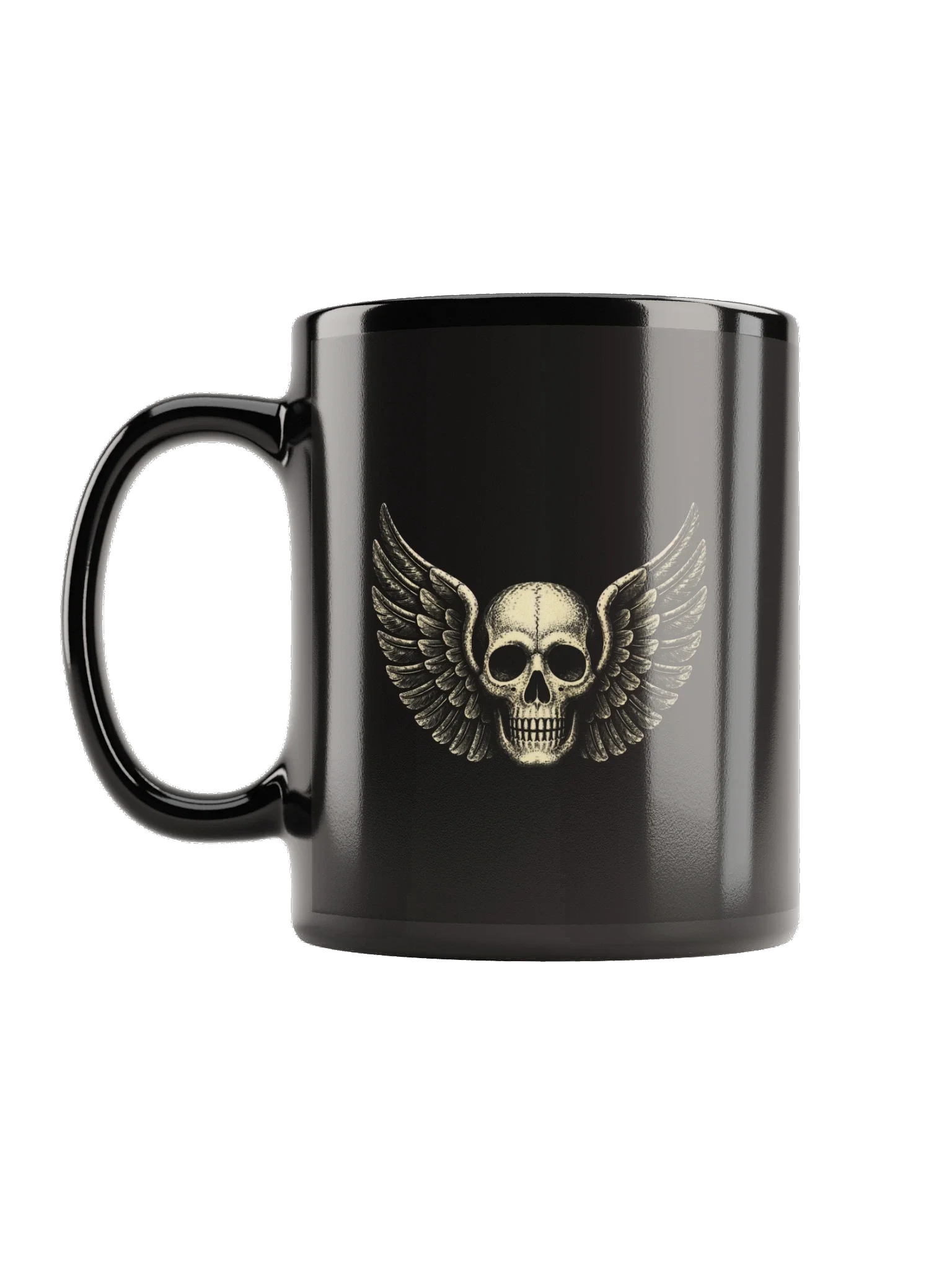 Winged Death's Head Mug, Black