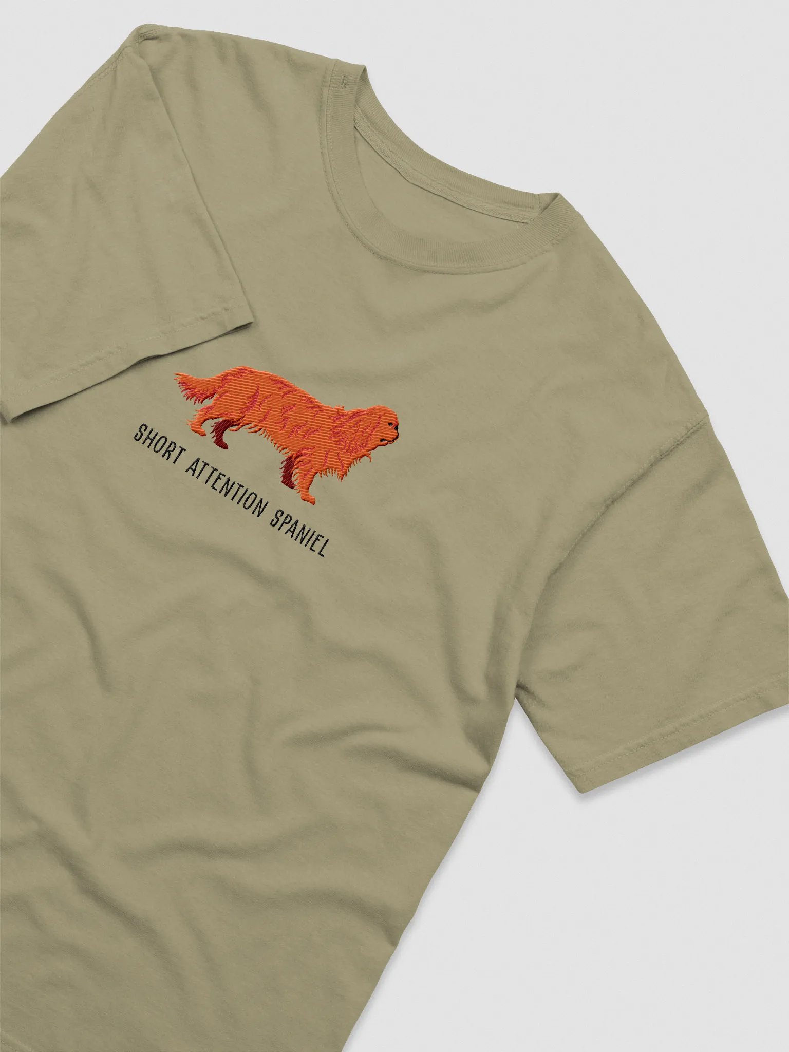 Short Attention Spaniel T-Shirt(Embroidered) of a King Charles Spaniel(Ruby) product image (6)