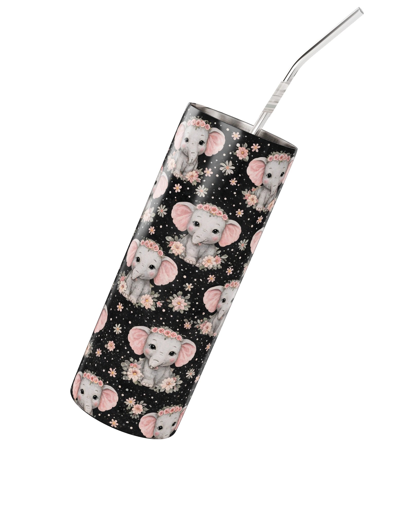Floral Elephant Stainless Steel Tumbler product image (3)